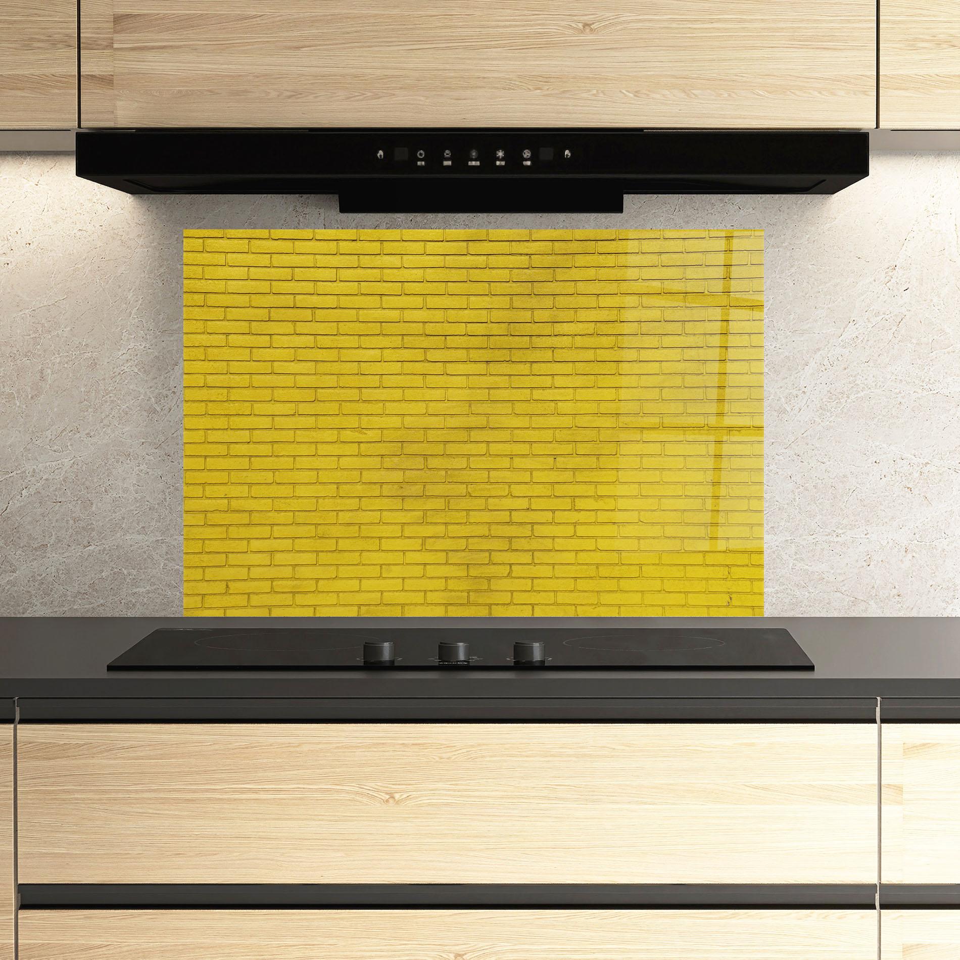 Konyhai üveg hátfal Yellowish Bricks mockup 3