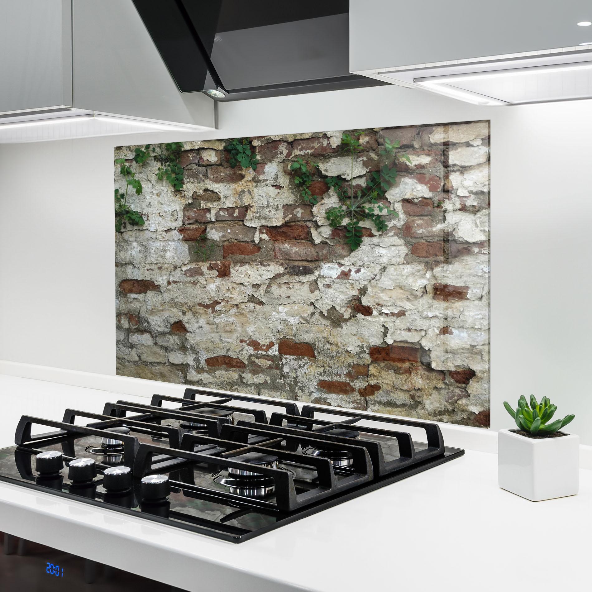 Konyhai üveg hátfal Shabby Bricks mockup 6