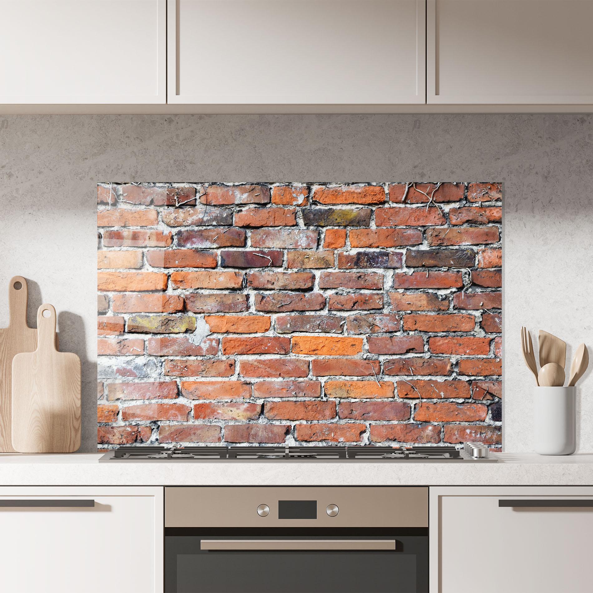 Konyhai üveg hátfal Aged Bricks mockup 7