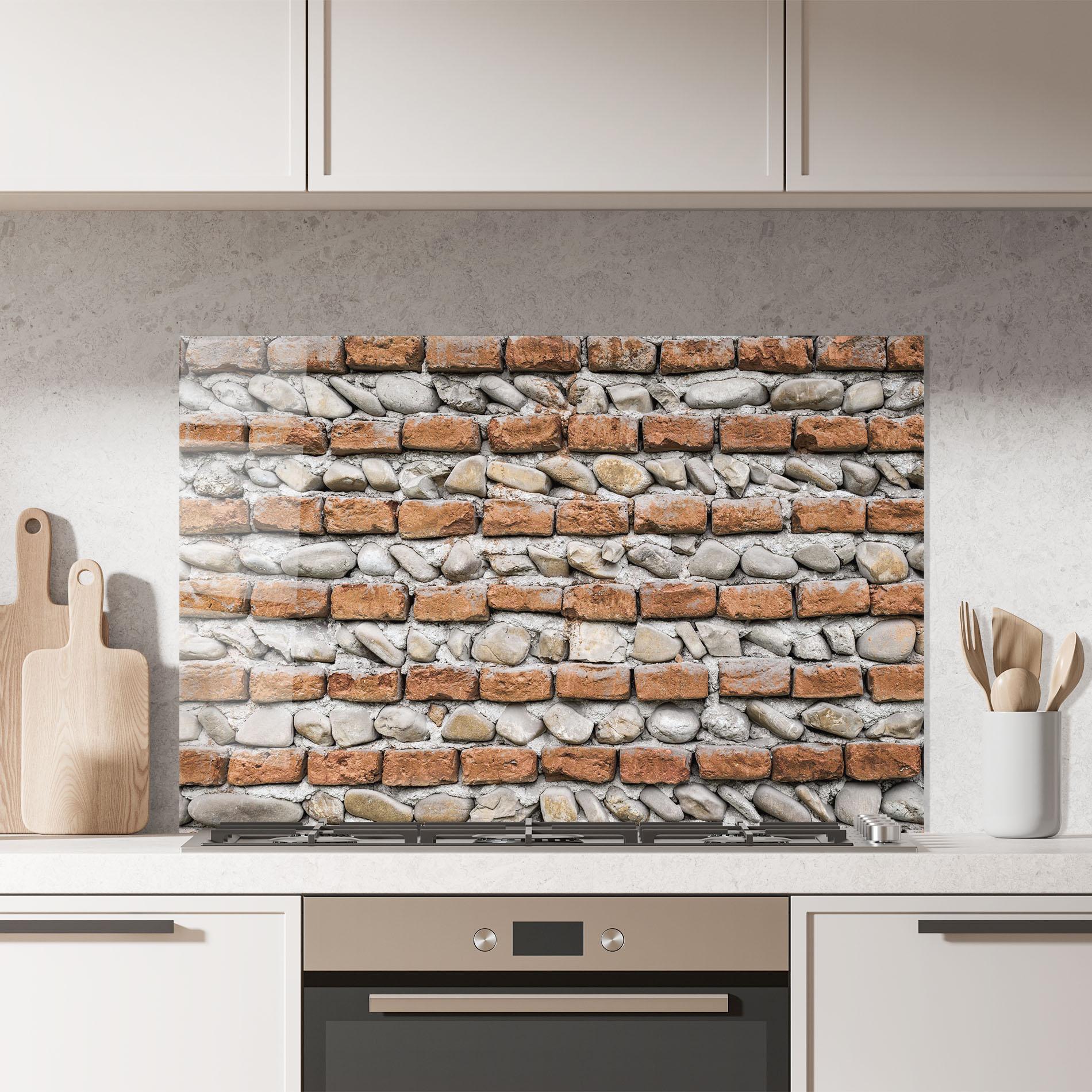 Konyhai üveg hátfal Bricks With Stones mockup 7
