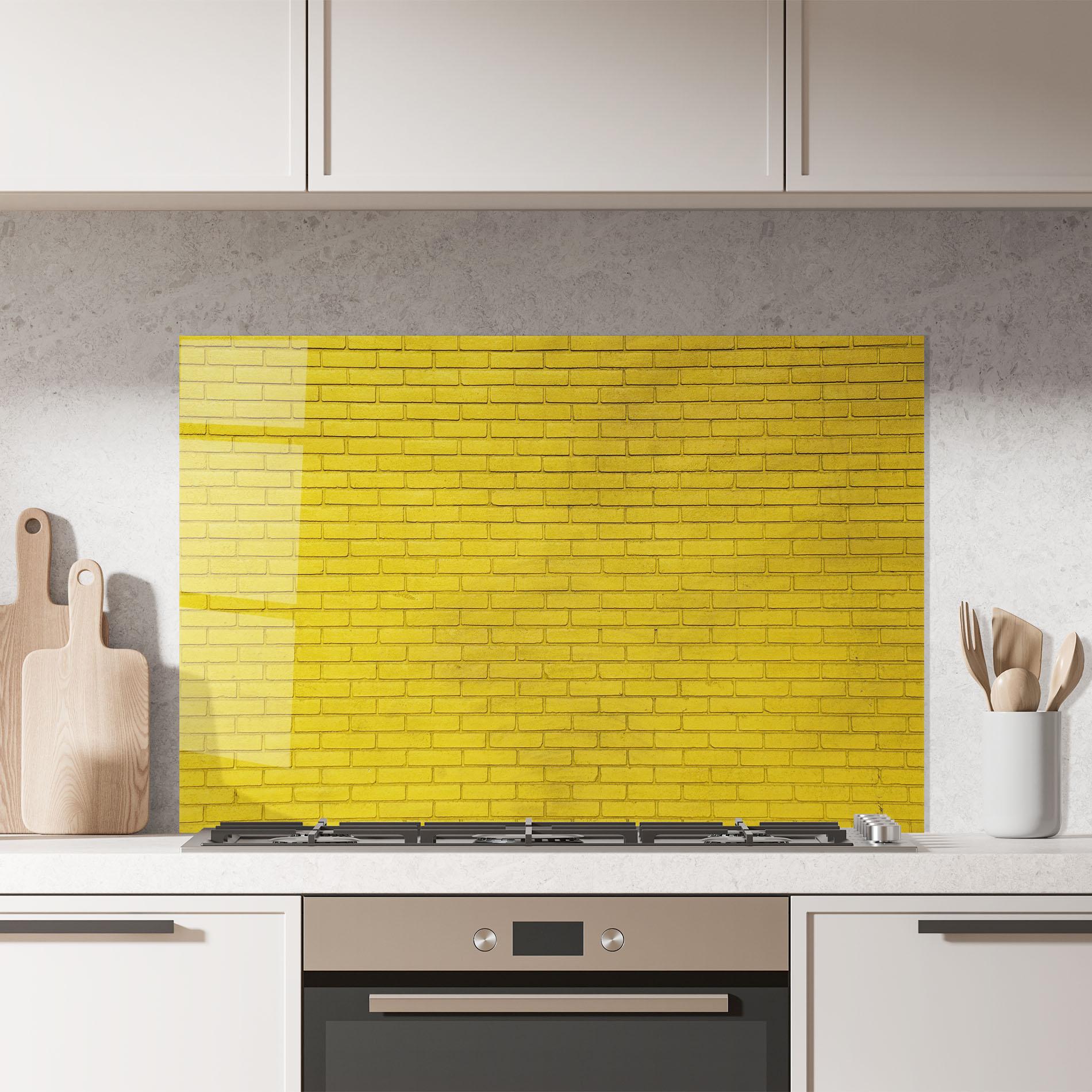 Konyhai üveg hátfal Yellowish Bricks mockup 7
