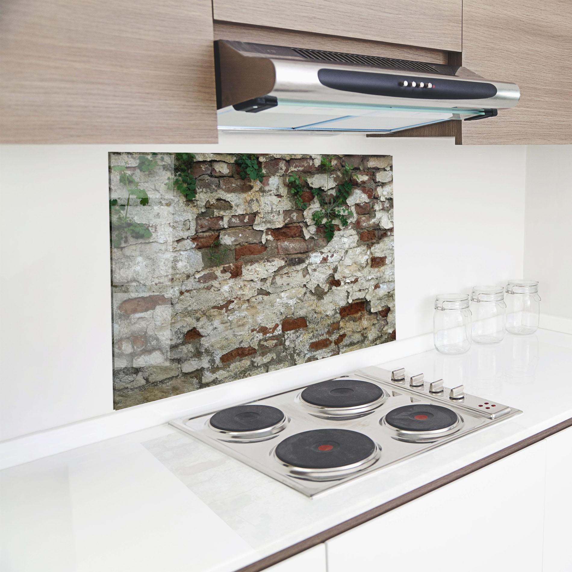 Konyhai üveg hátfal Shabby Bricks mockup 8