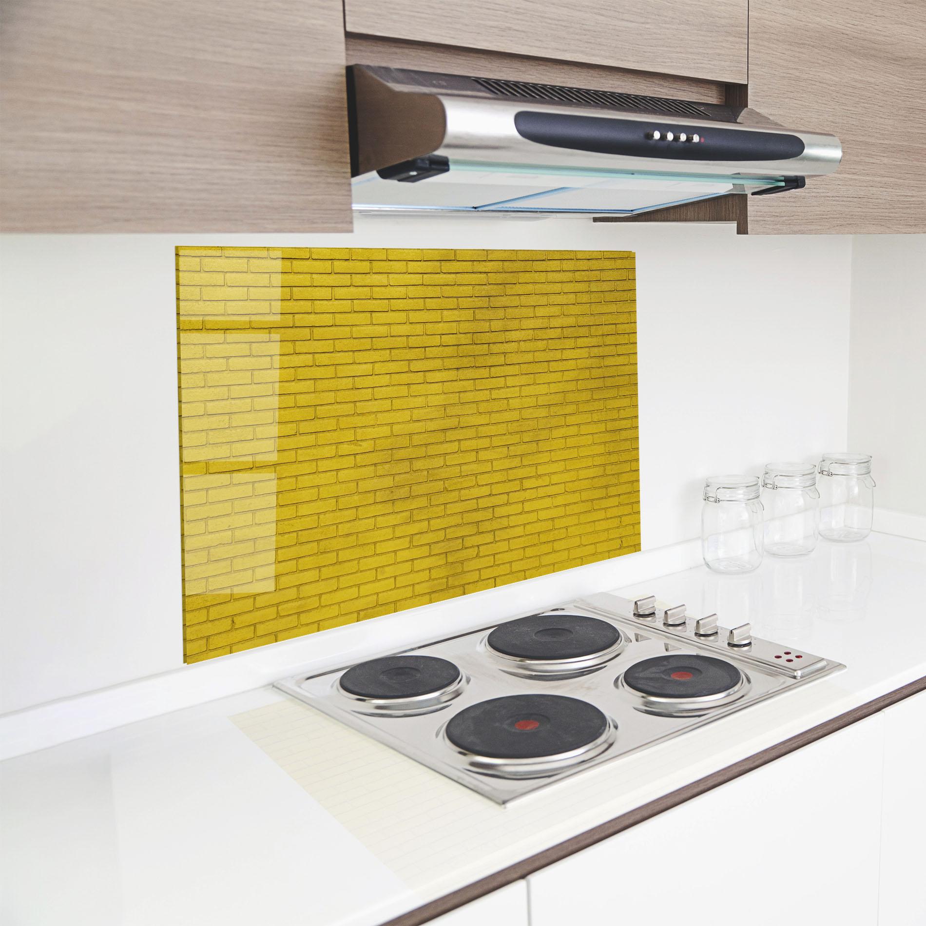 Konyhai üveg hátfal Yellowish Bricks mockup 8