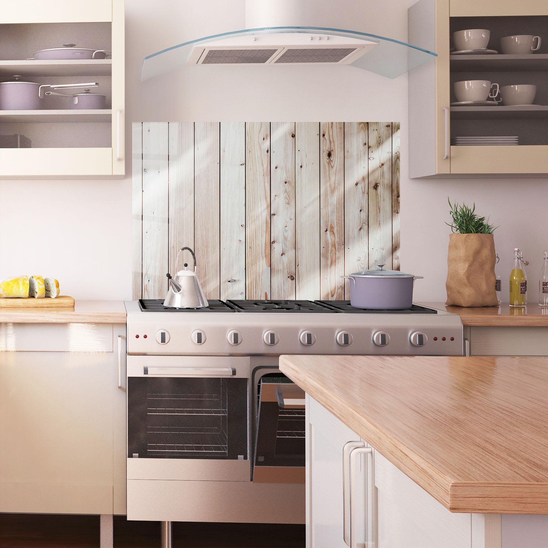 Konyhai üveg hátfal Bright Wood Surface mockup 1