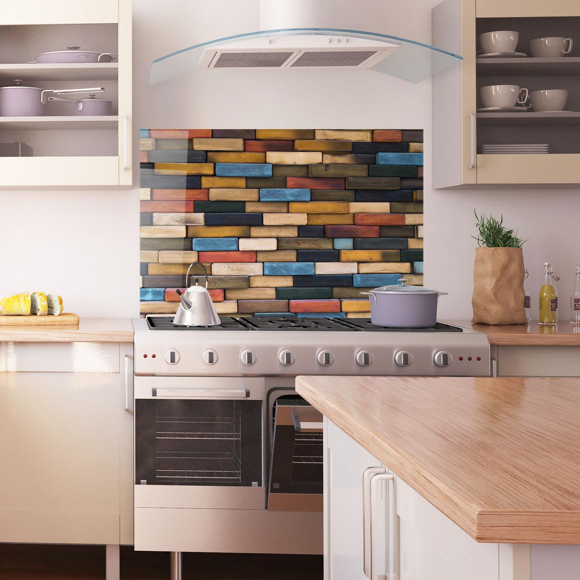 Konyhai üveg hátfal Colorul Wood mockup 1