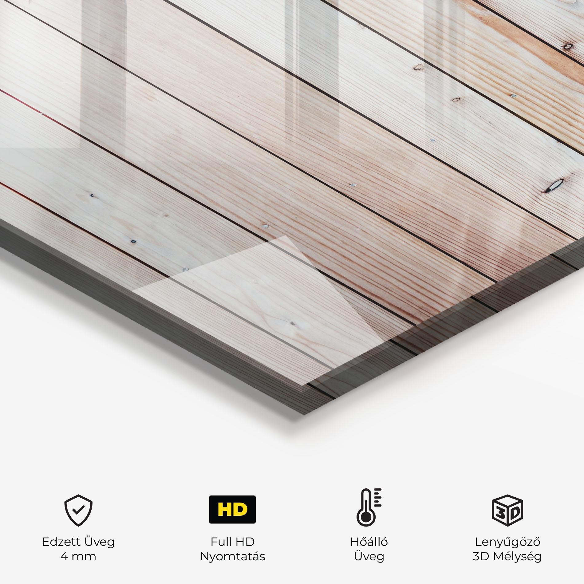 Konyhai üveg hátfal Bright Wood Surface mockup 2