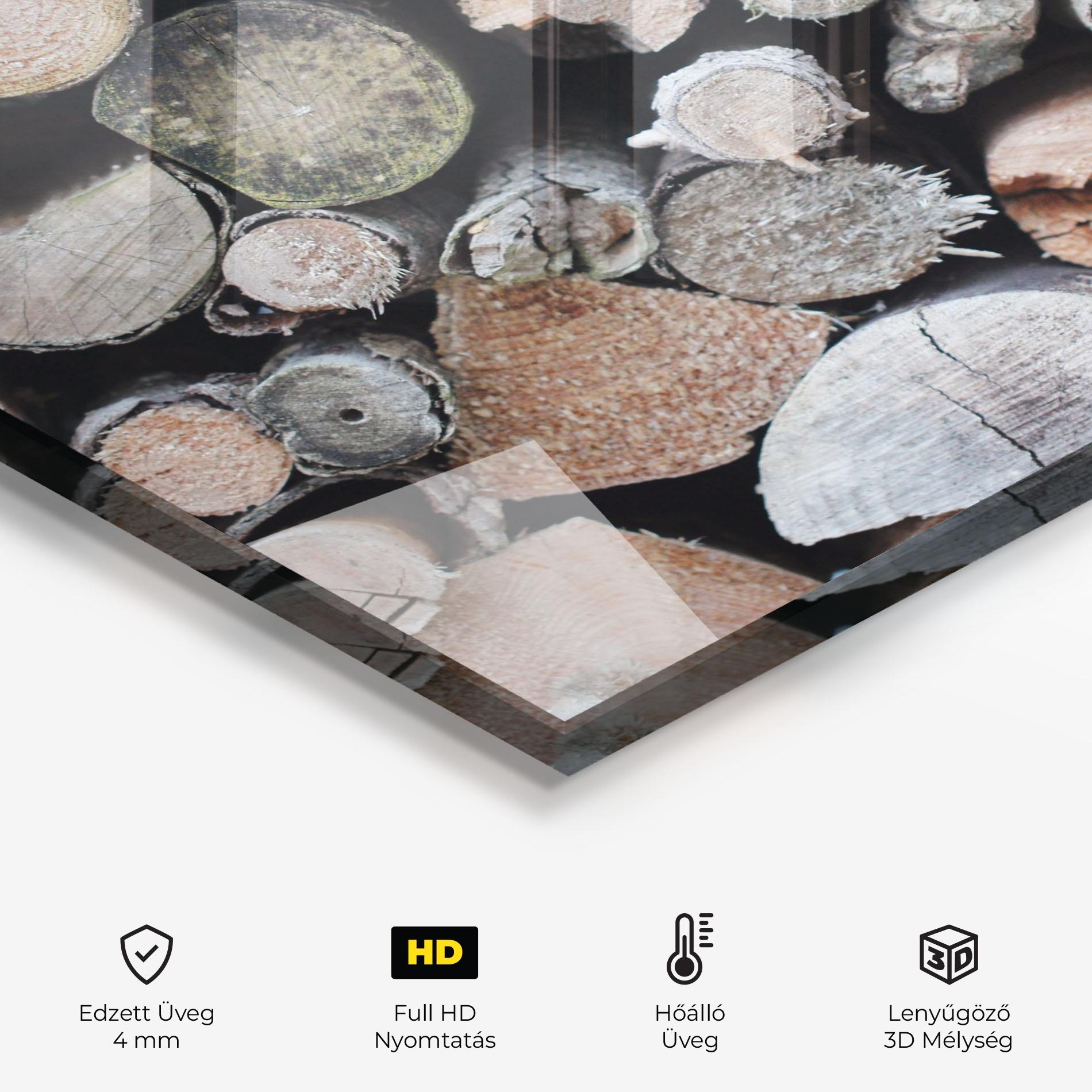 Konyhai üveg hátfal Many Logs 2 mockup 2