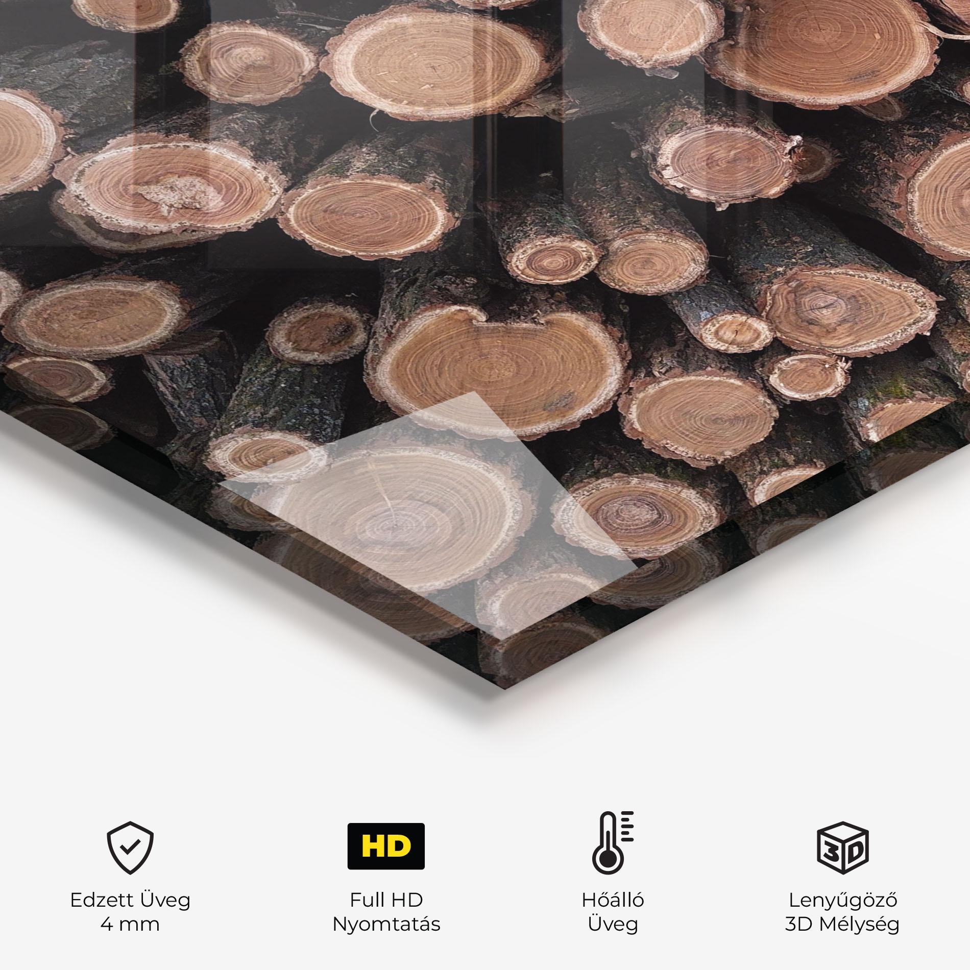 Konyhai üveg hátfal Many Logs mockup 2
