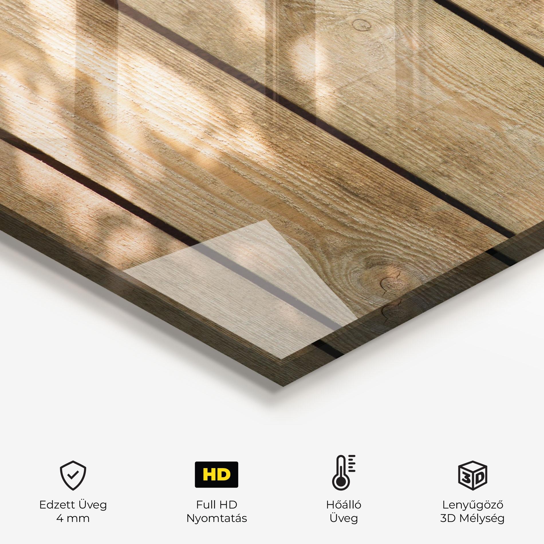 Konyhai üveg hátfal Shadows On Wood mockup 2