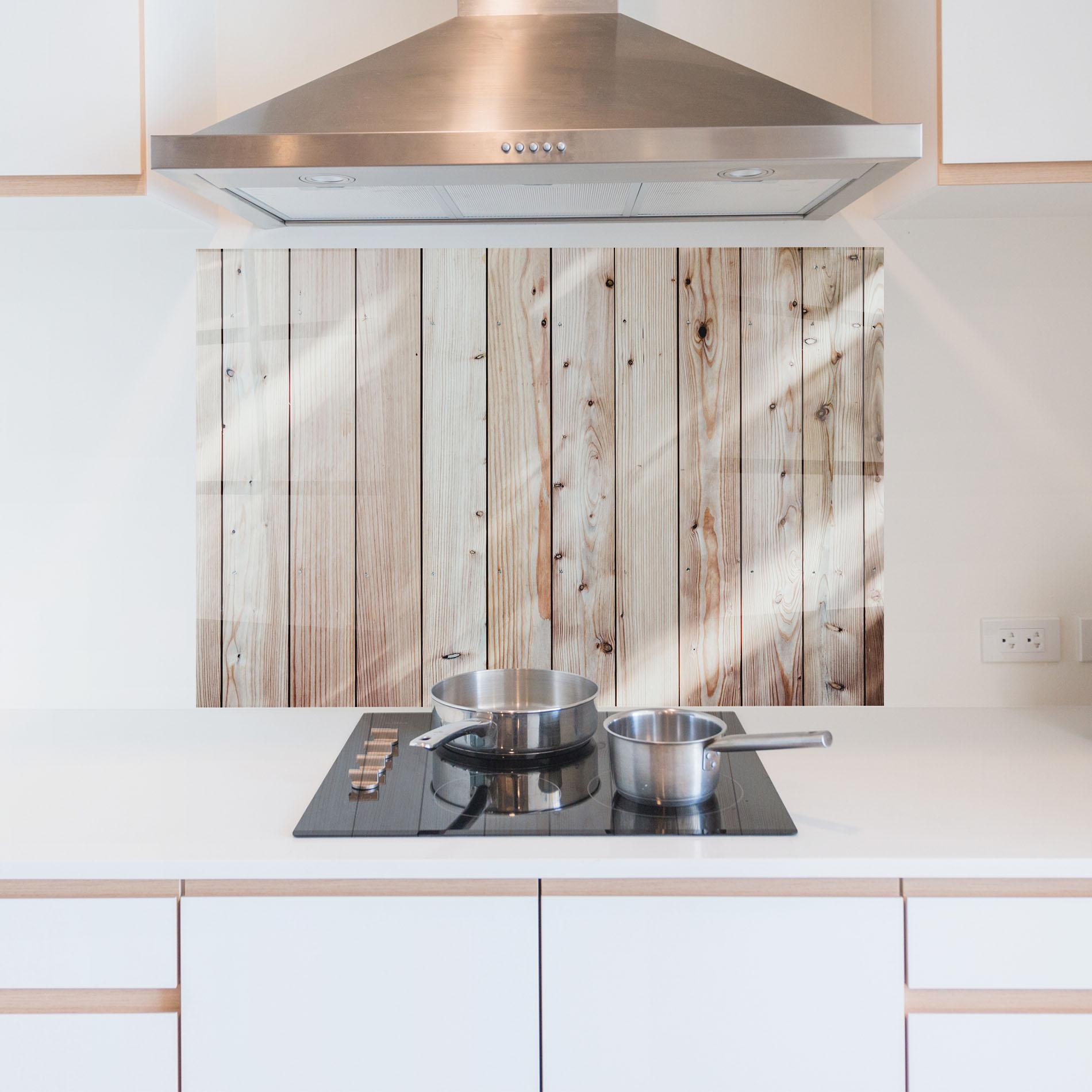 Konyhai üveg hátfal Bright Wood Surface mockup 5