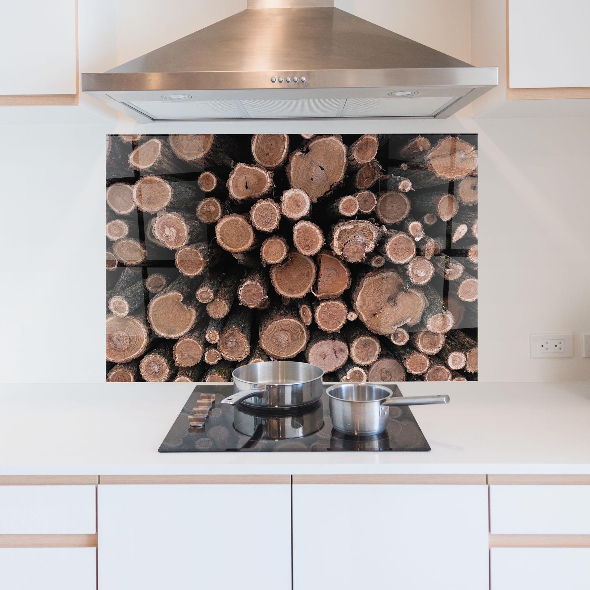 Konyhai üveg hátfal Many Logs mockup 5