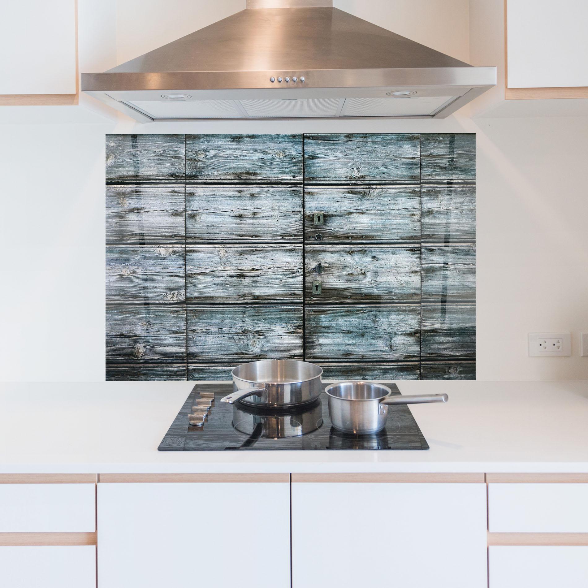 Konyhai üveg hátfal Old Wood Texture mockup 5