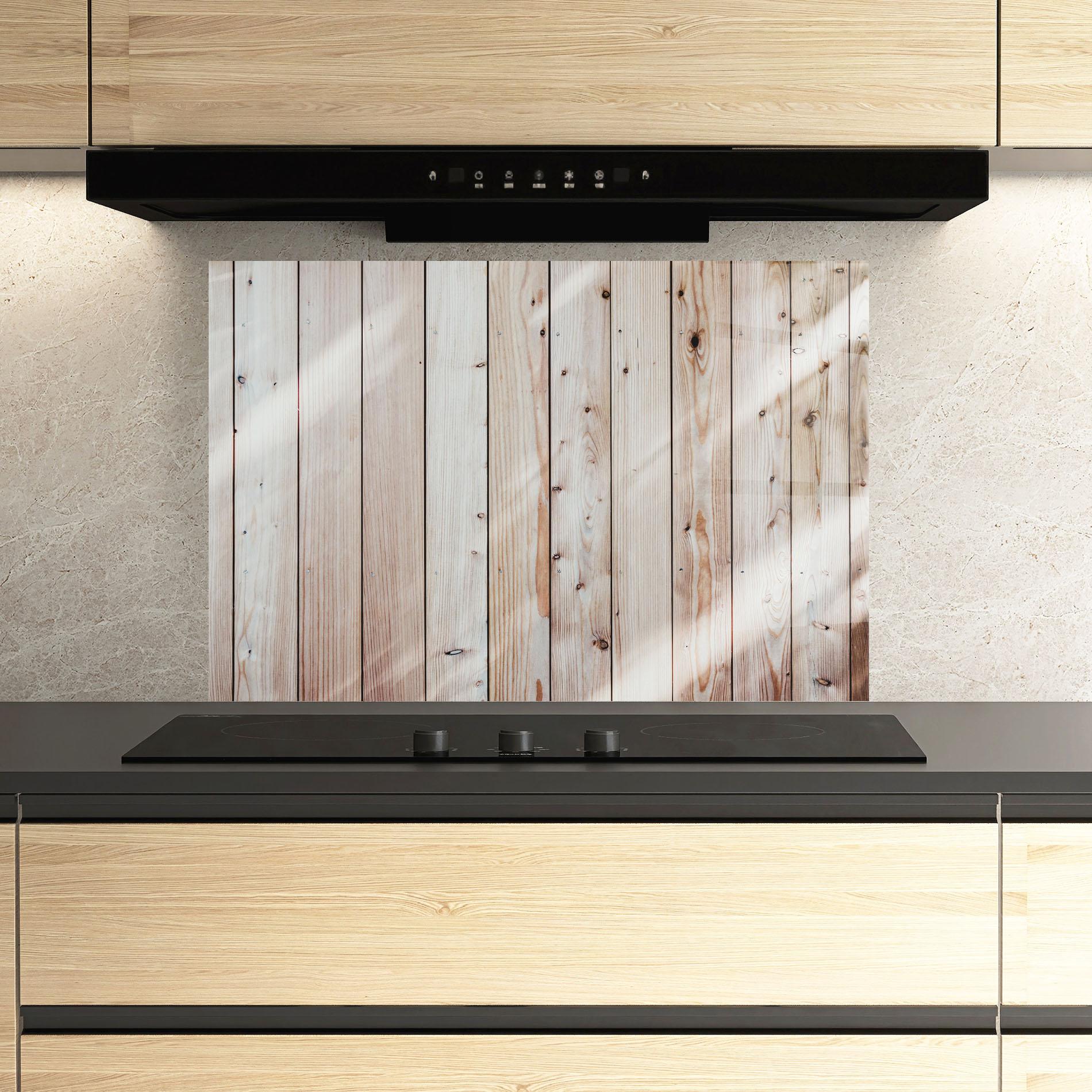 Konyhai üveg hátfal Bright Wood Surface mockup 3