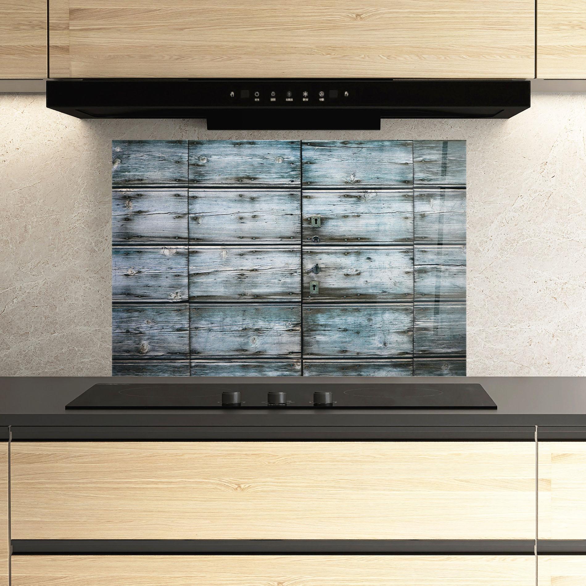 Konyhai üveg hátfal Old Wood Texture mockup 3