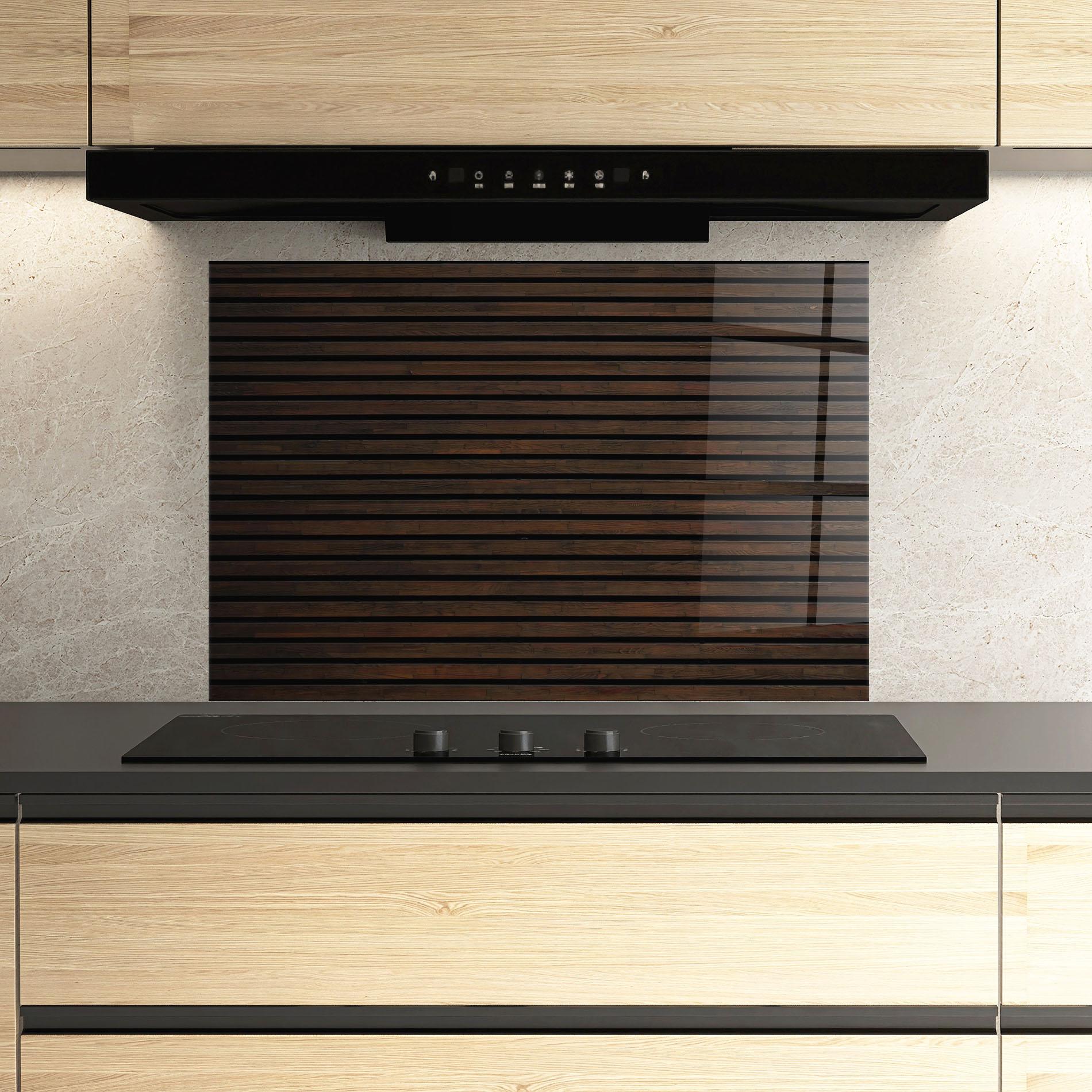 Konyhai üveg hátfal Rustic Wood Panels mockup 3