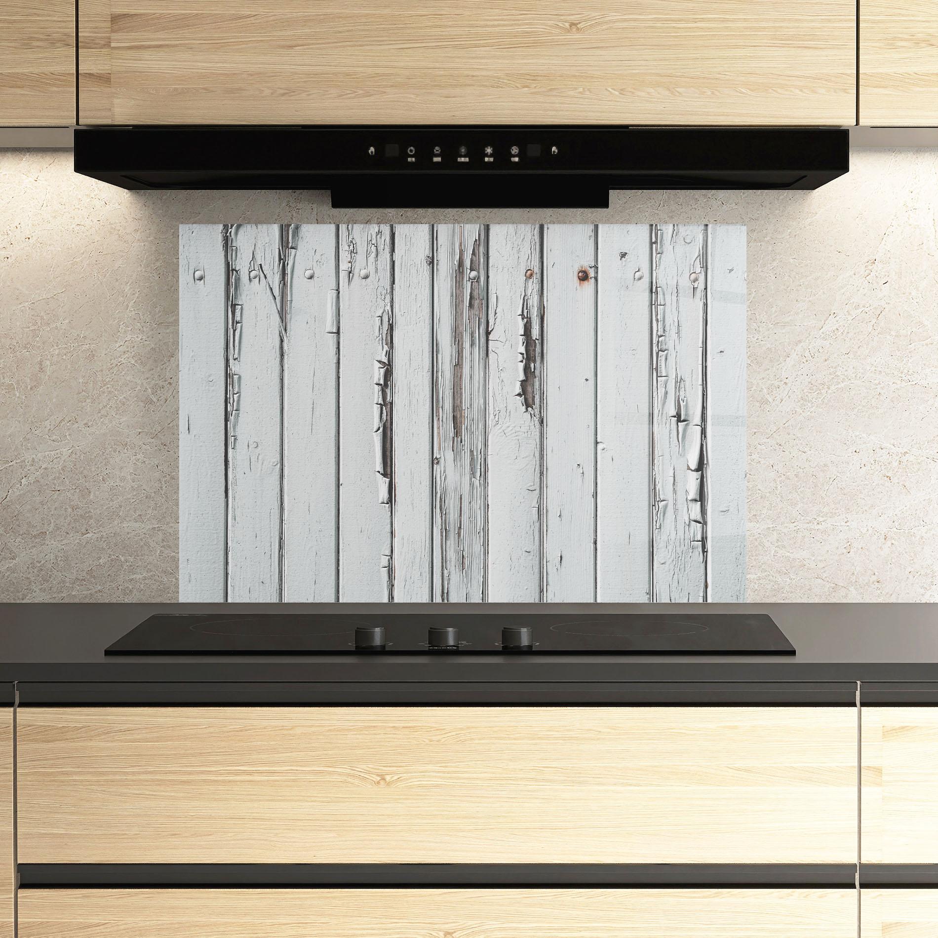 Konyhai üveg hátfal Rusty Wood Panels mockup 3