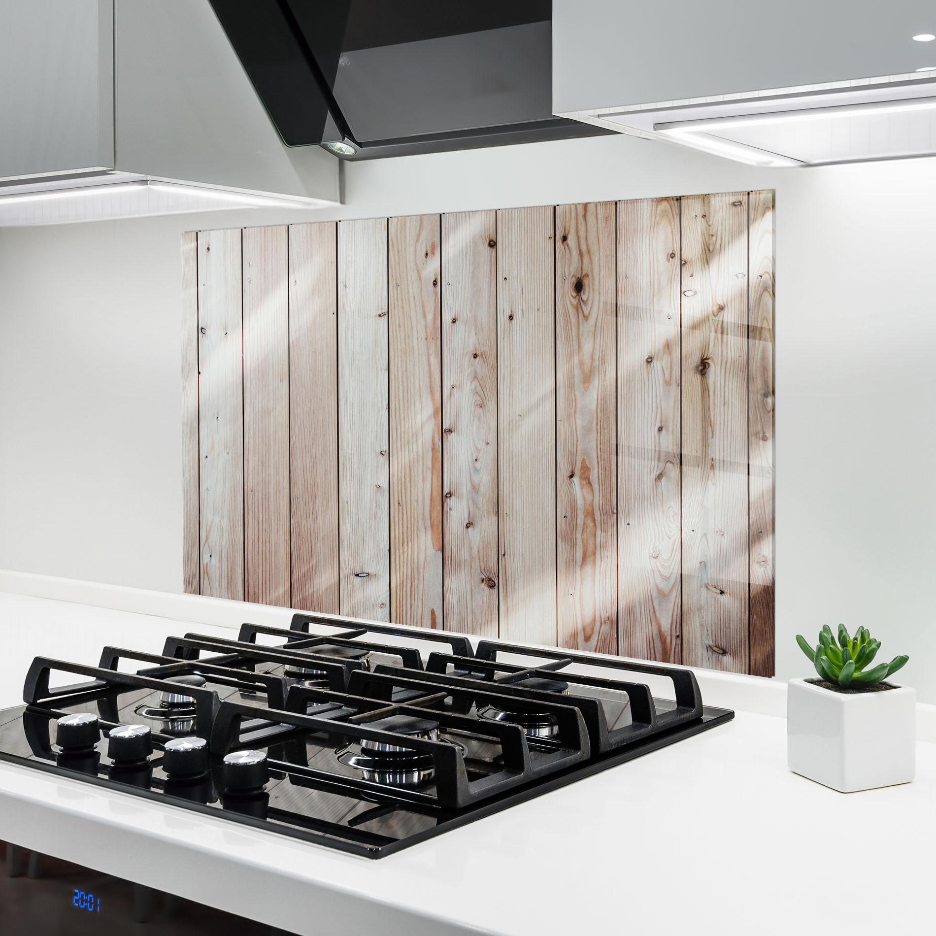 Konyhai üveg hátfal Bright Wood Surface mockup 6