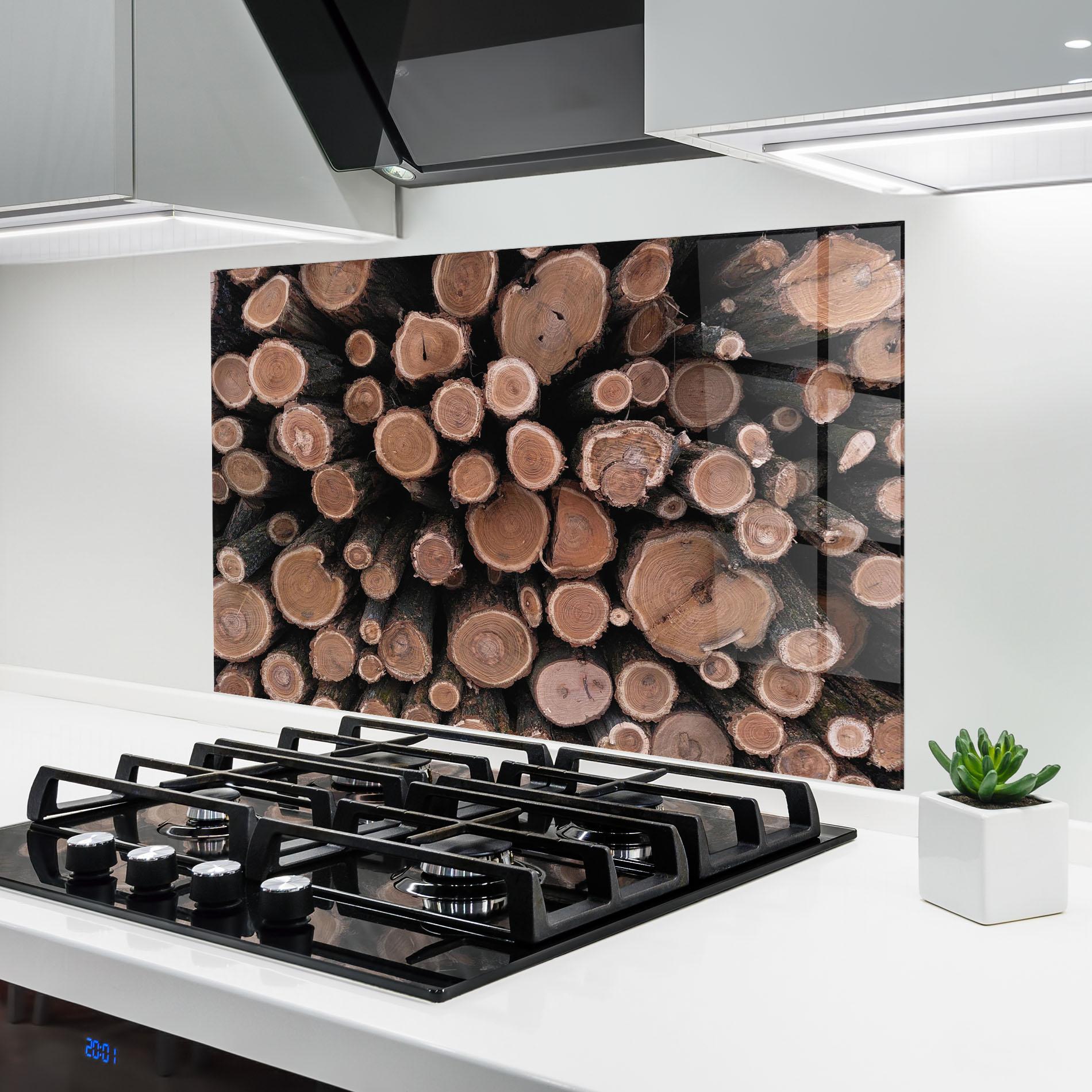 Konyhai üveg hátfal Many Logs mockup 6