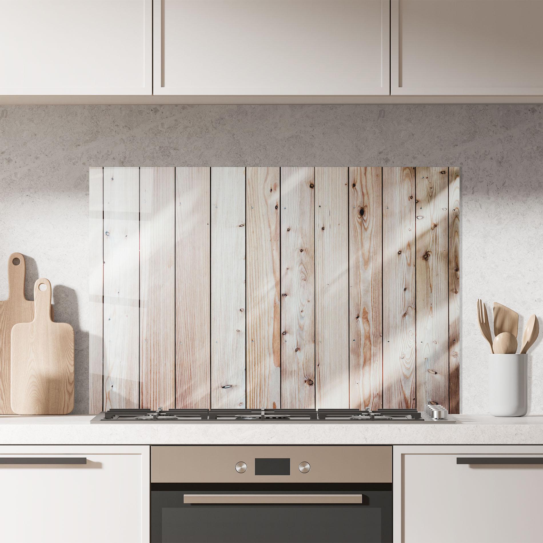 Konyhai üveg hátfal Bright Wood Surface mockup 7