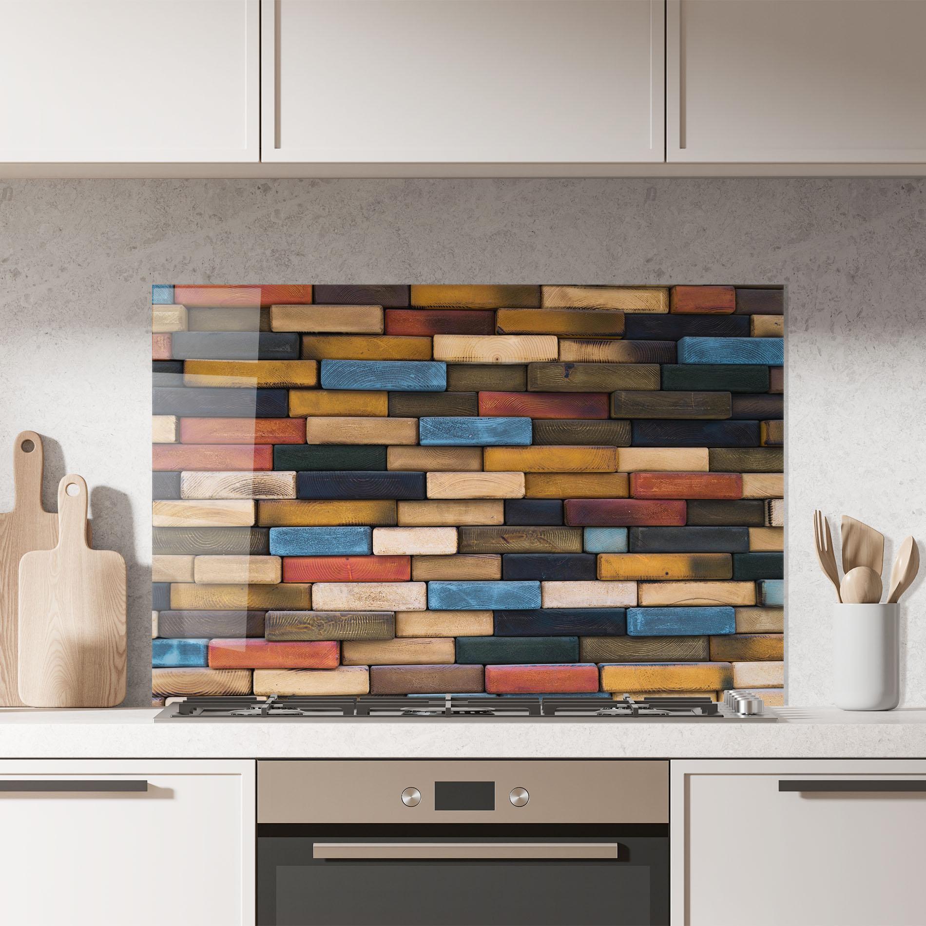 Konyhai üveg hátfal Colorul Wood mockup 7