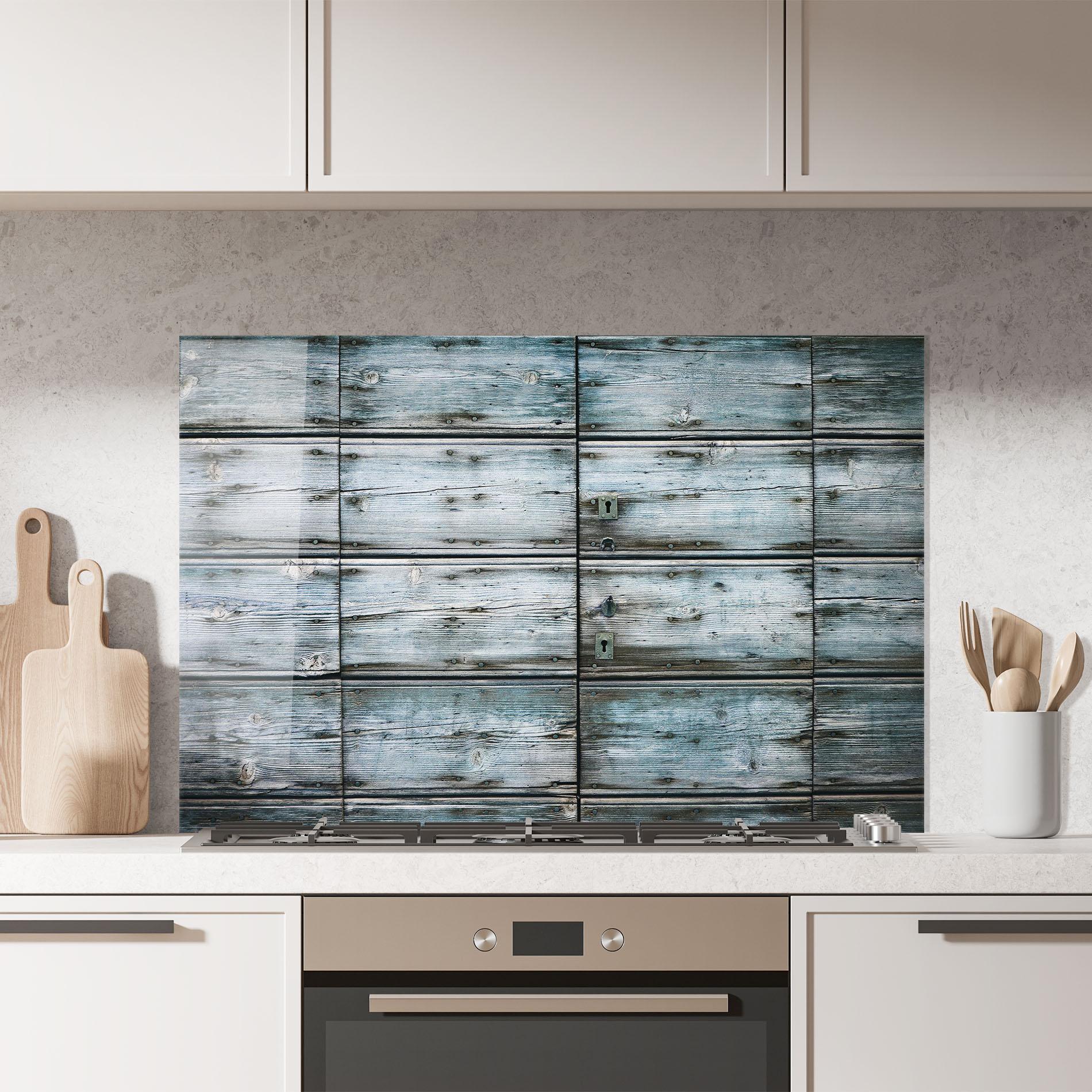 Konyhai üveg hátfal Old Wood Texture mockup 7