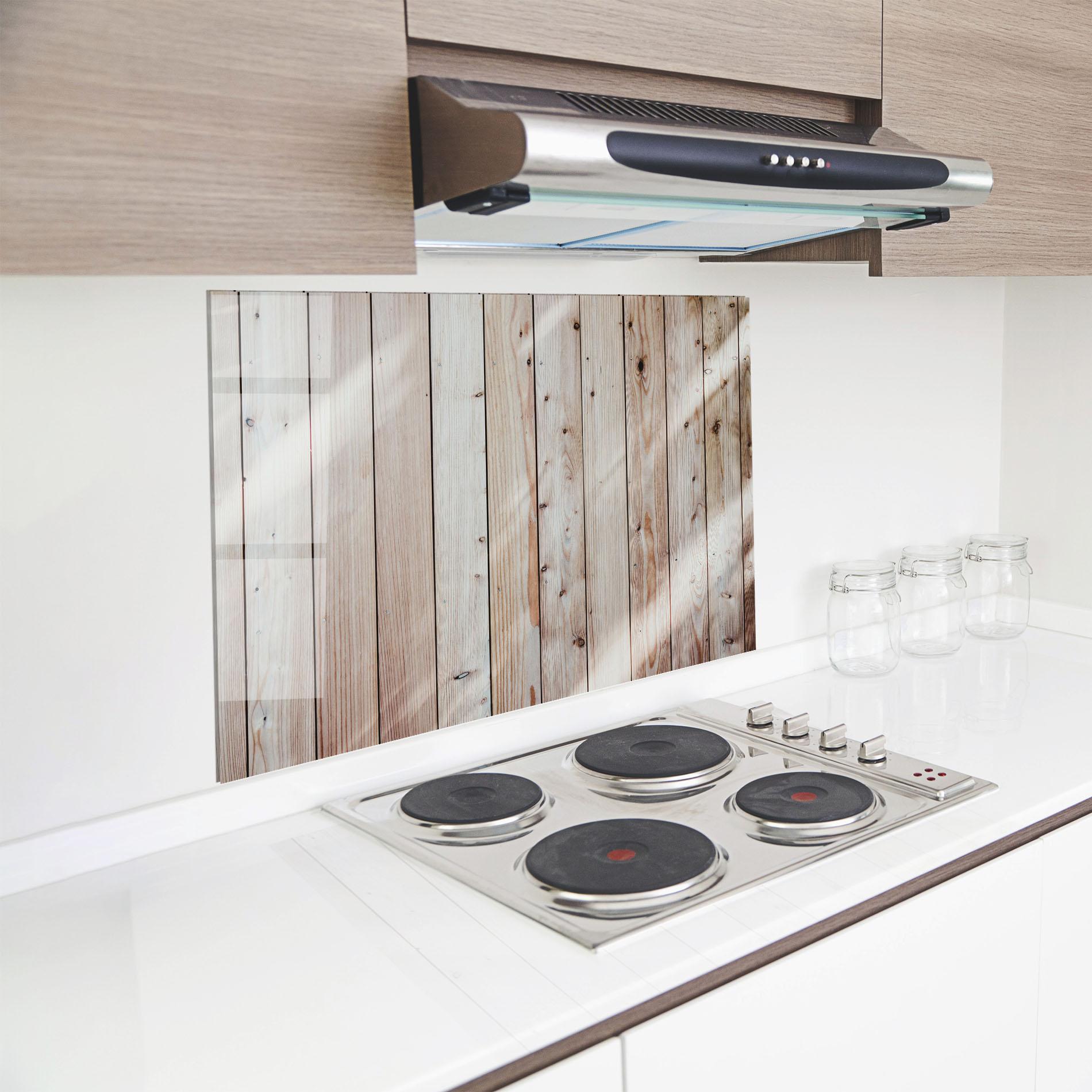 Konyhai üveg hátfal Bright Wood Surface mockup 8