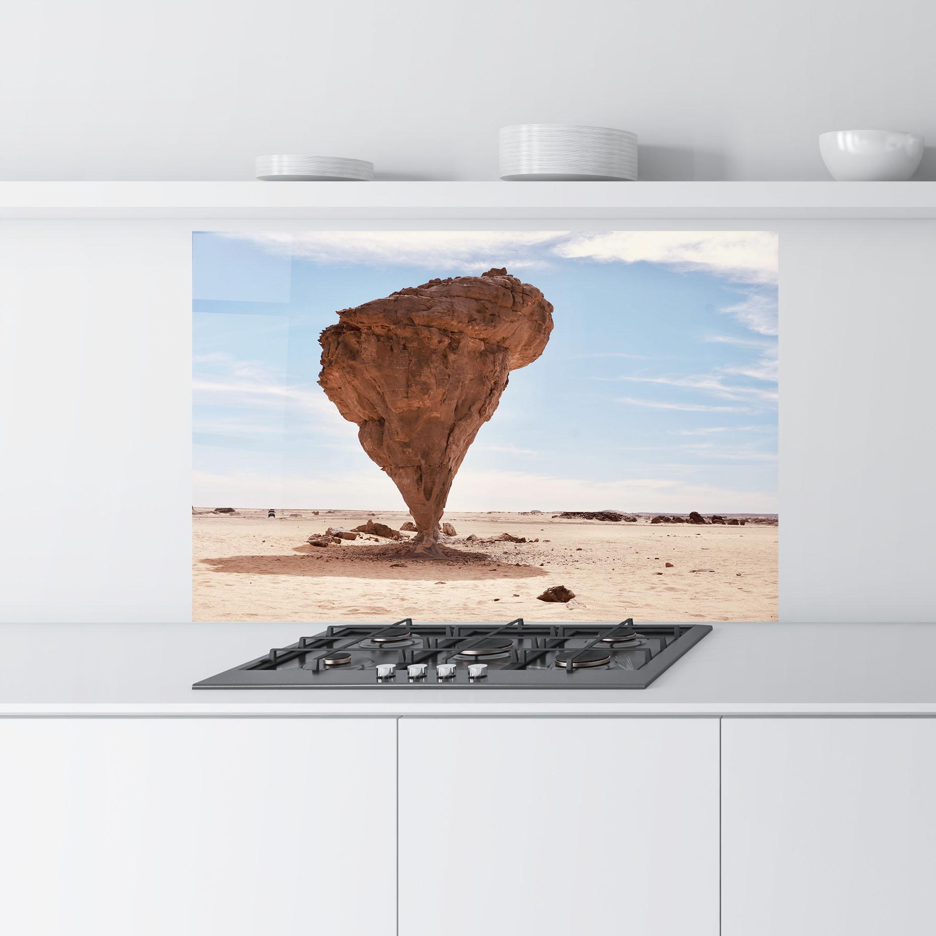 Konyhai üveg hátfal Stone In Desert mockup 9