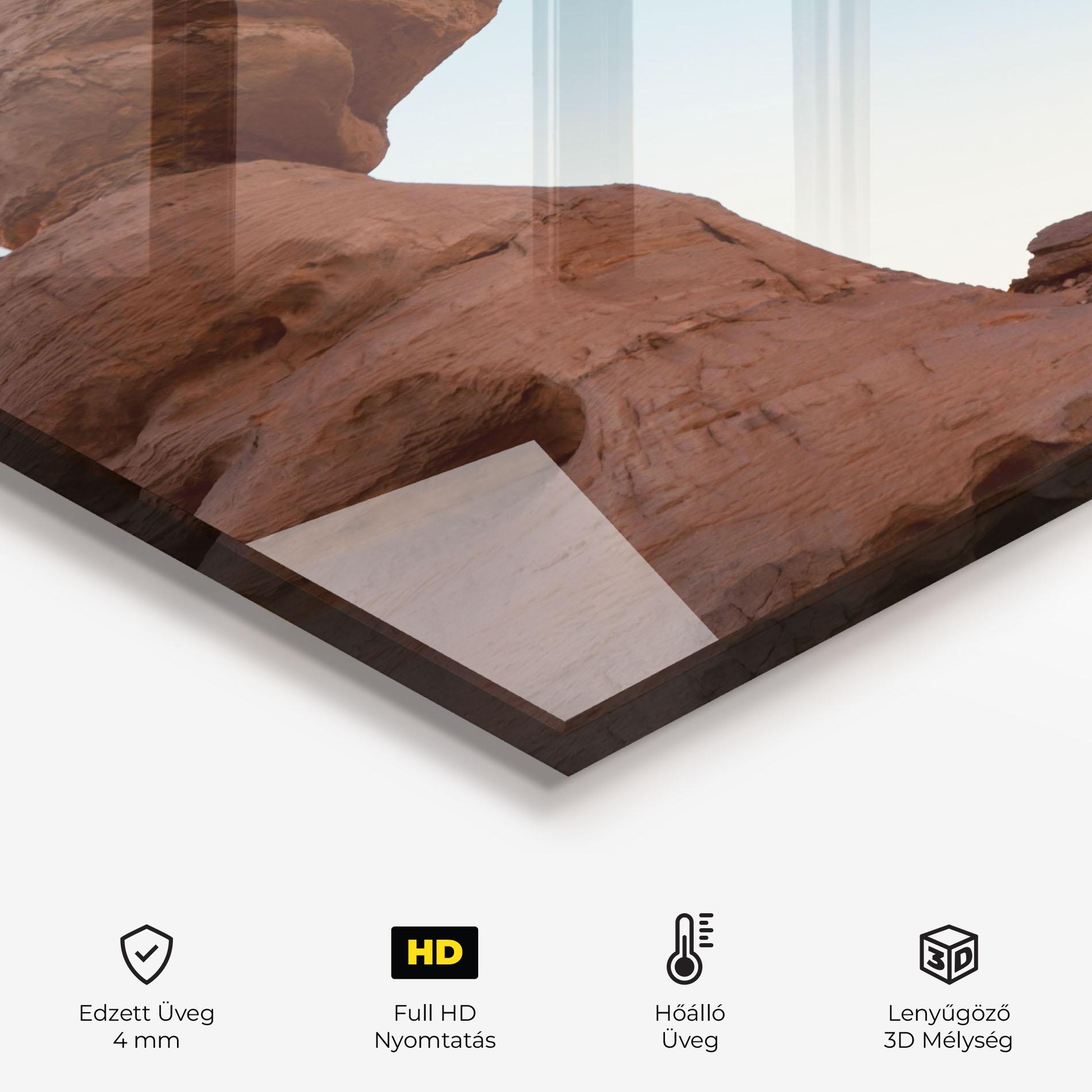 Konyhai üveg hátfal Arcade In Desert mockup 2