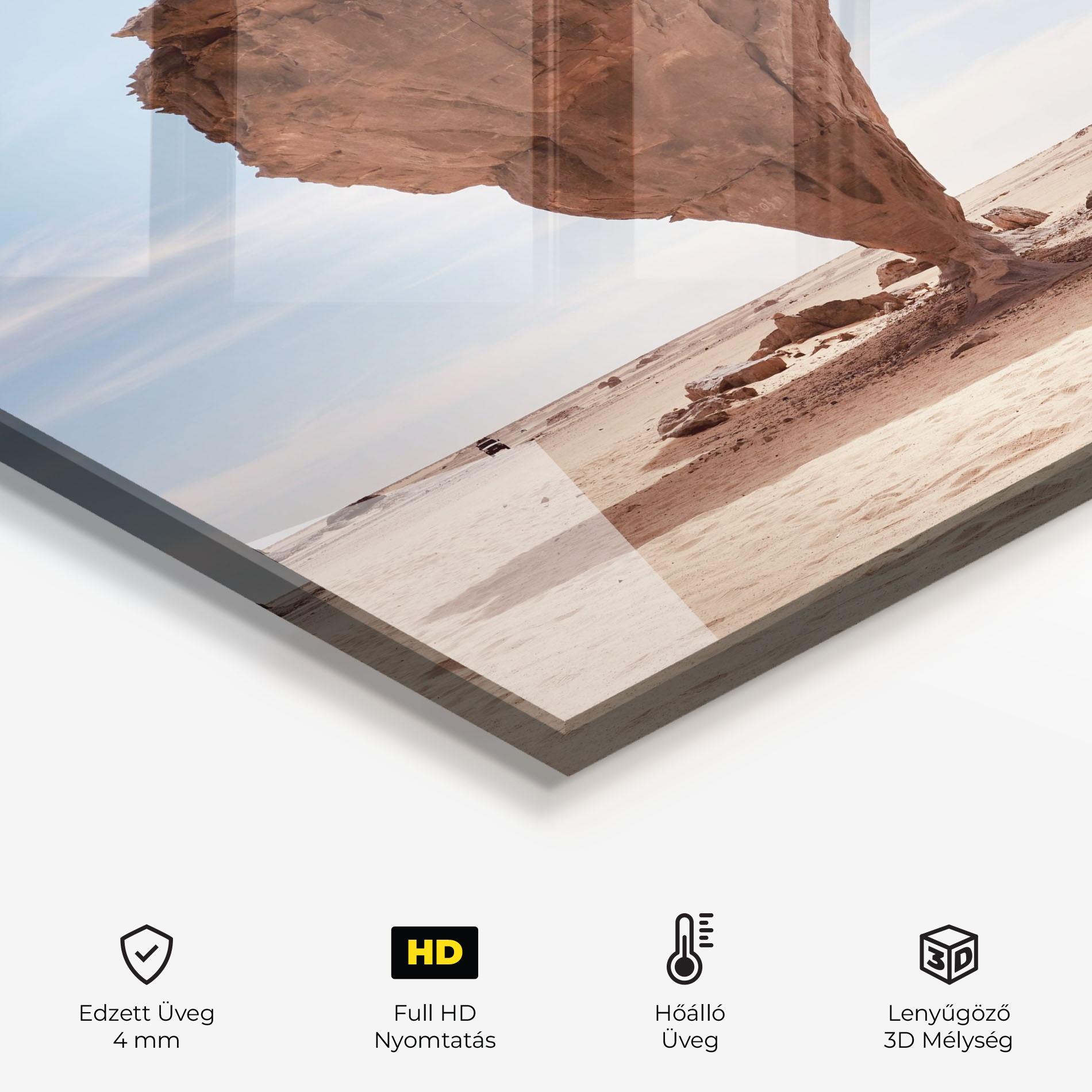 Konyhai üveg hátfal Stone In Desert mockup 2