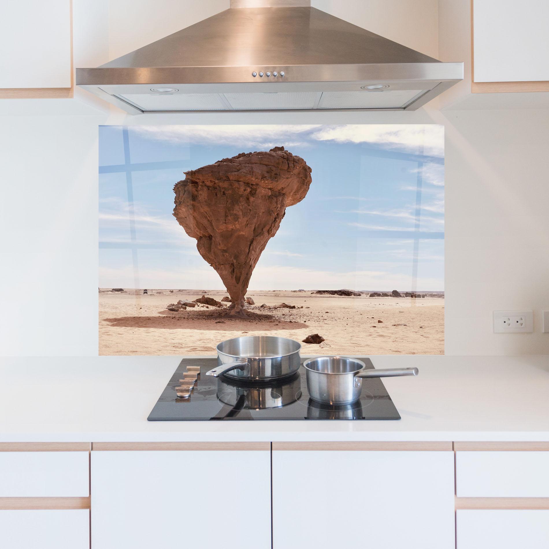 Konyhai üveg hátfal Stone In Desert mockup 5