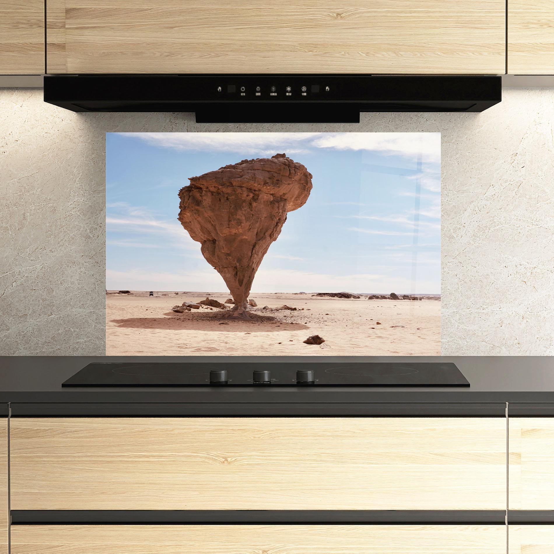 Konyhai üveg hátfal Stone In Desert mockup 3