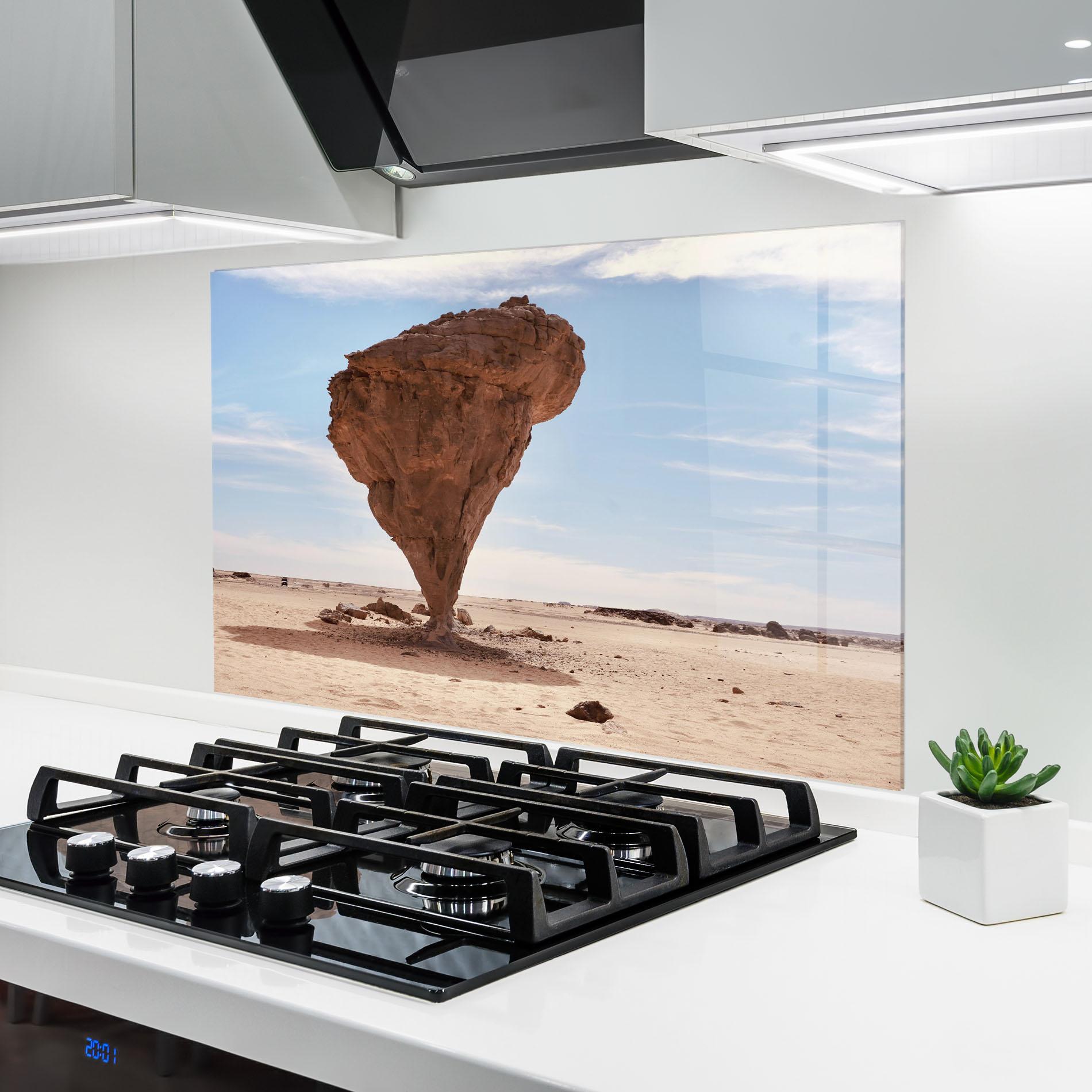 Konyhai üveg hátfal Stone In Desert mockup 6