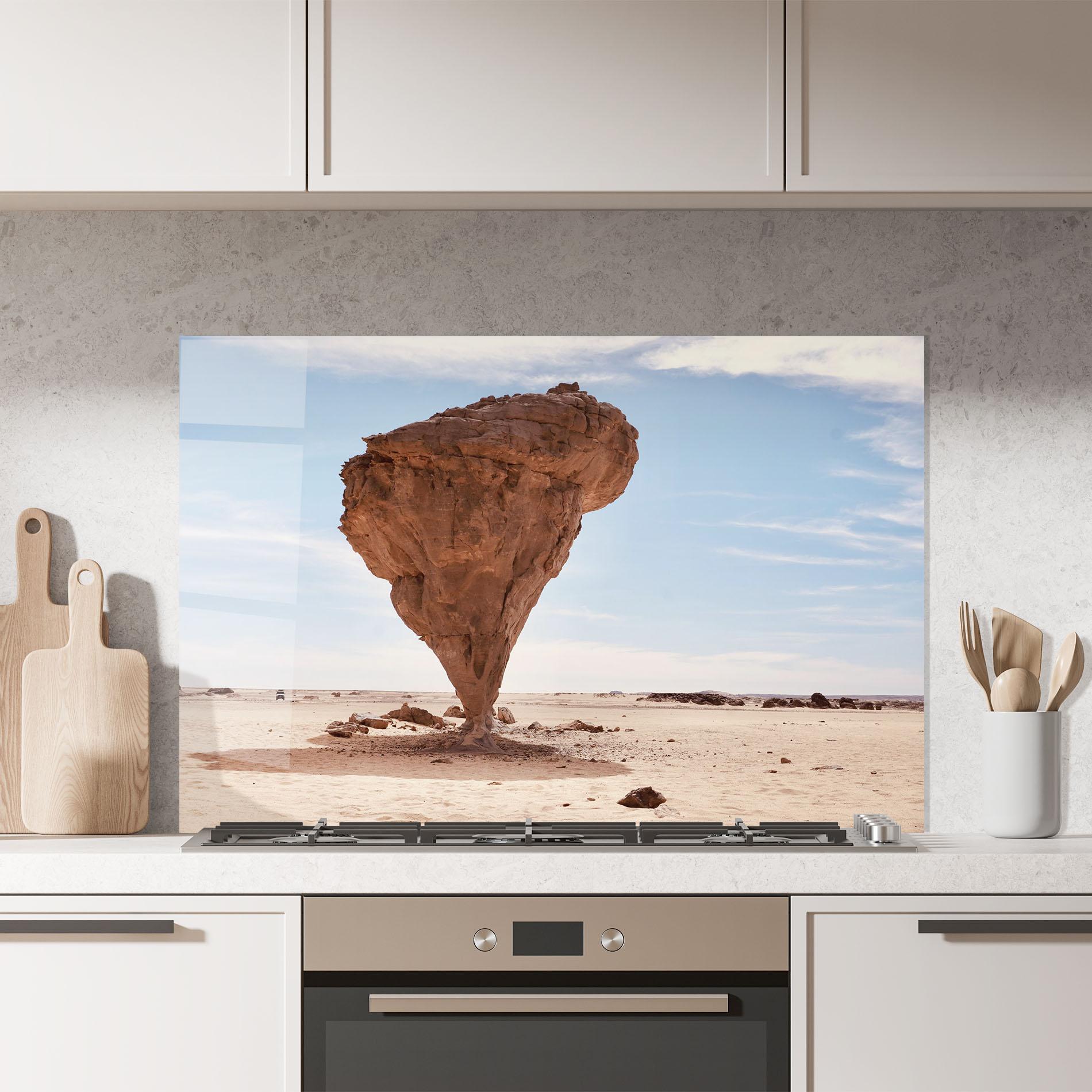 Konyhai üveg hátfal Stone In Desert mockup 7