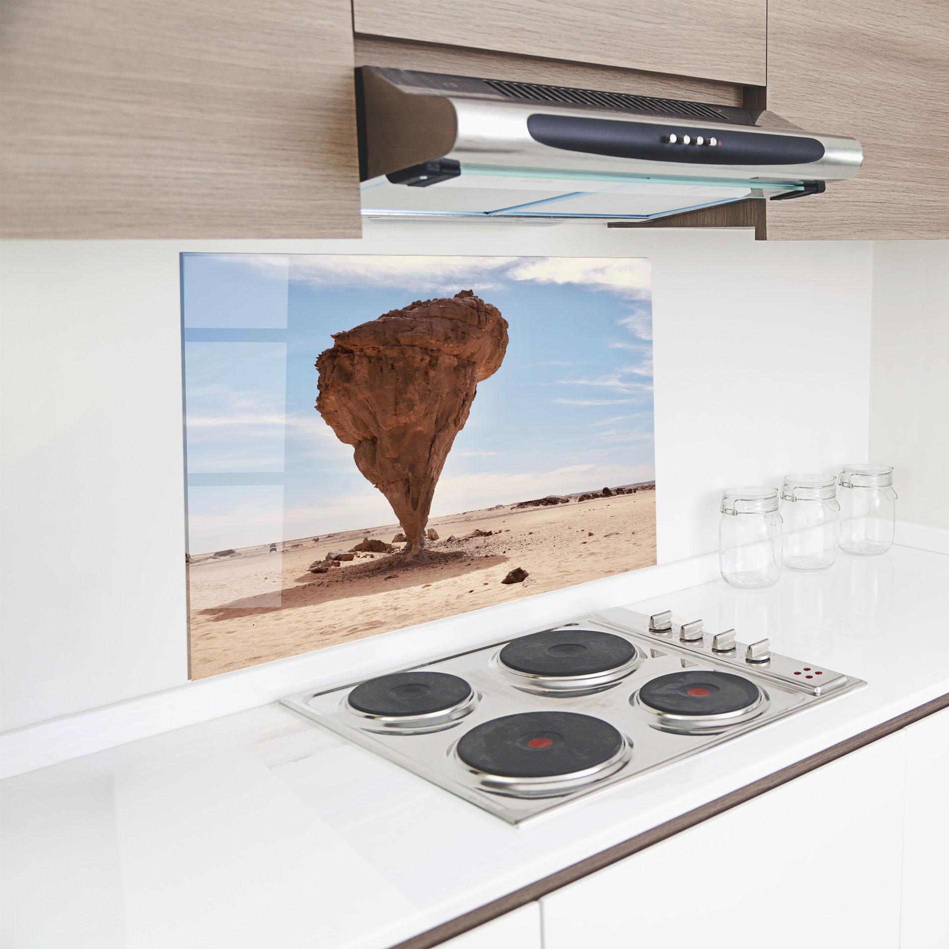 Konyhai üveg hátfal Stone In Desert mockup 8