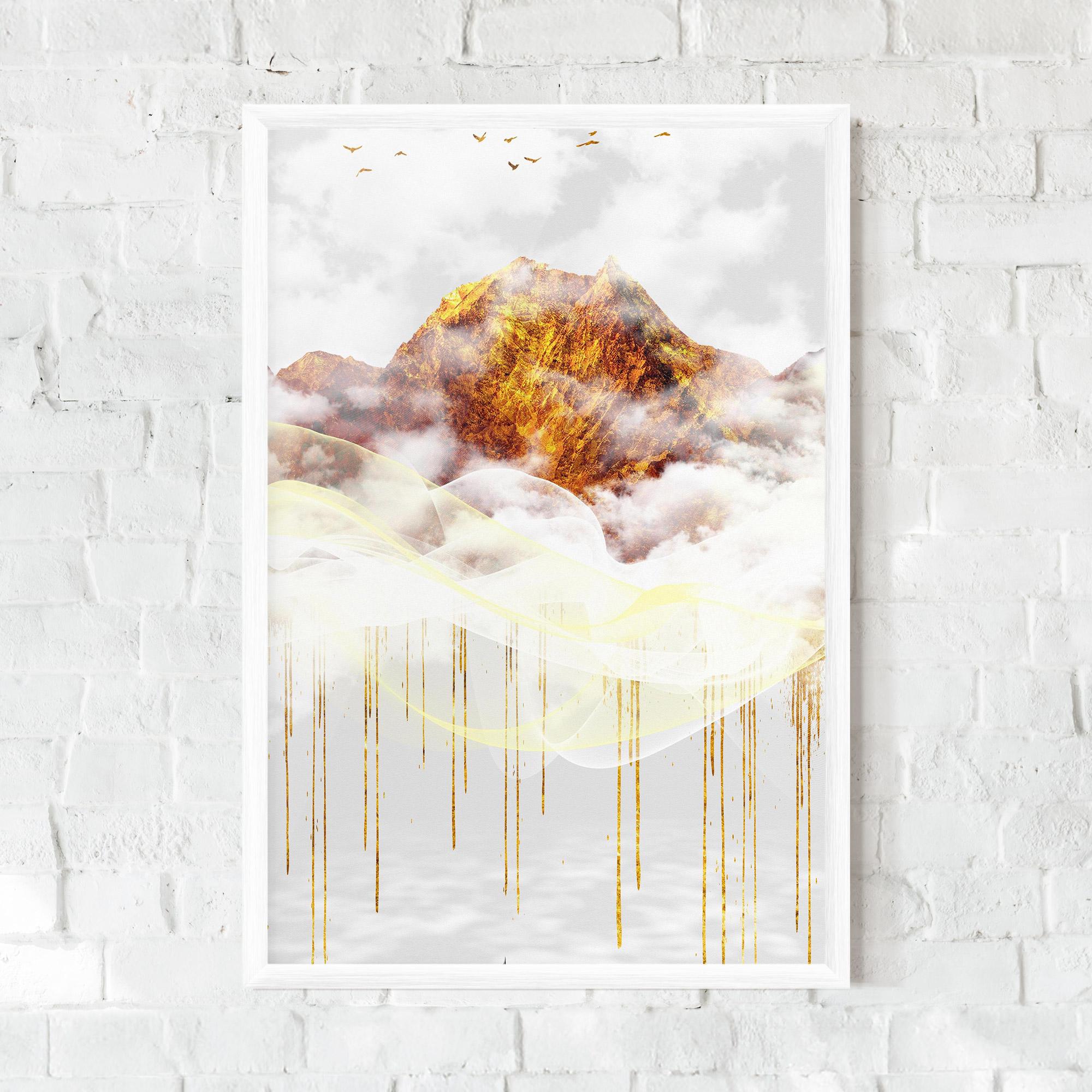 Keretezett Poszter Abstract Golden Landscape 3 mockup 0