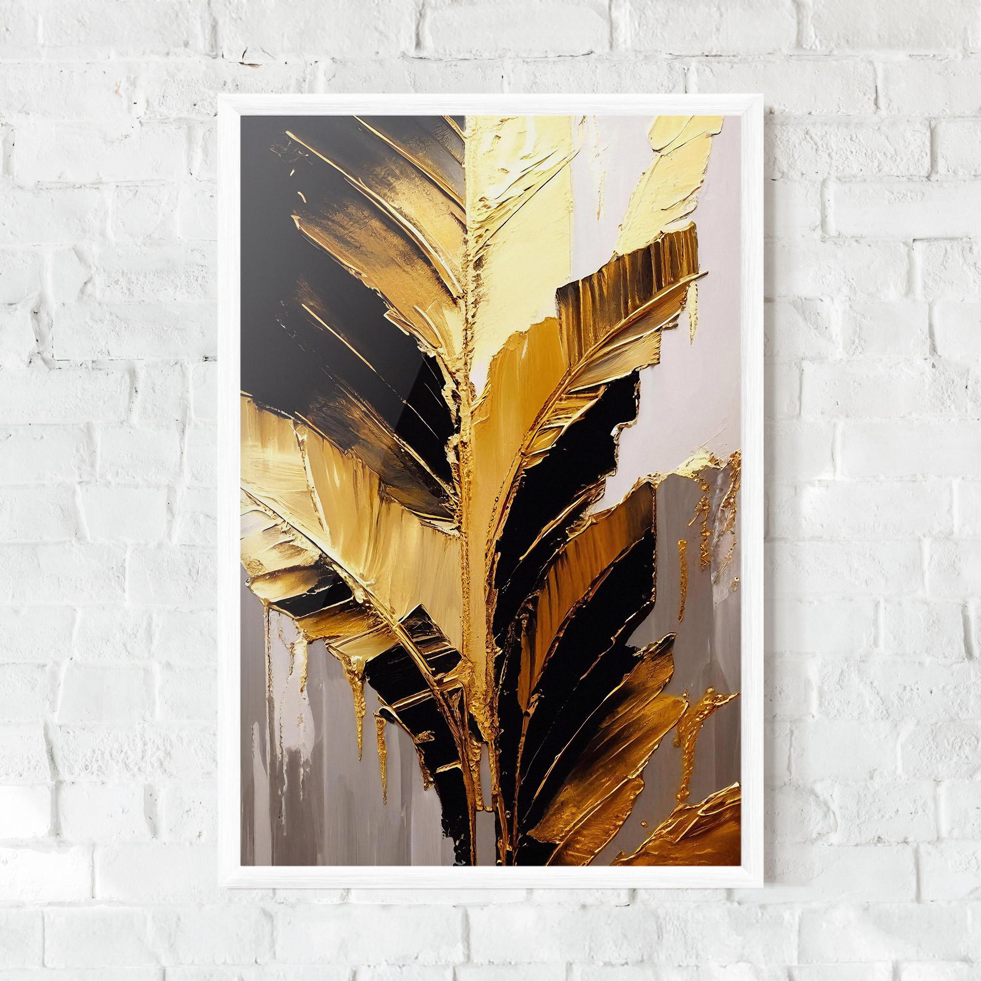 Keretezett Poszter Balck With Gold Leafs mockup 0