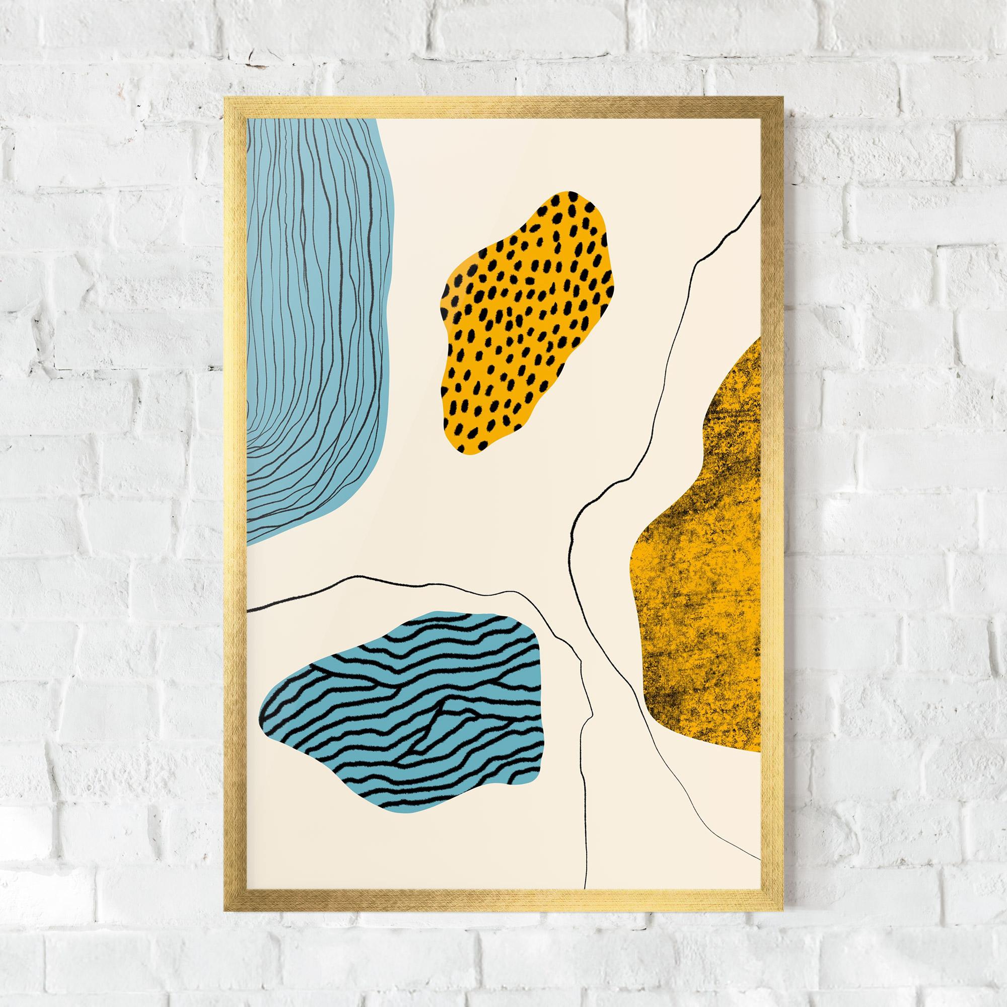 Keretezett Poszter Abstract Lines On Blue mockup 0