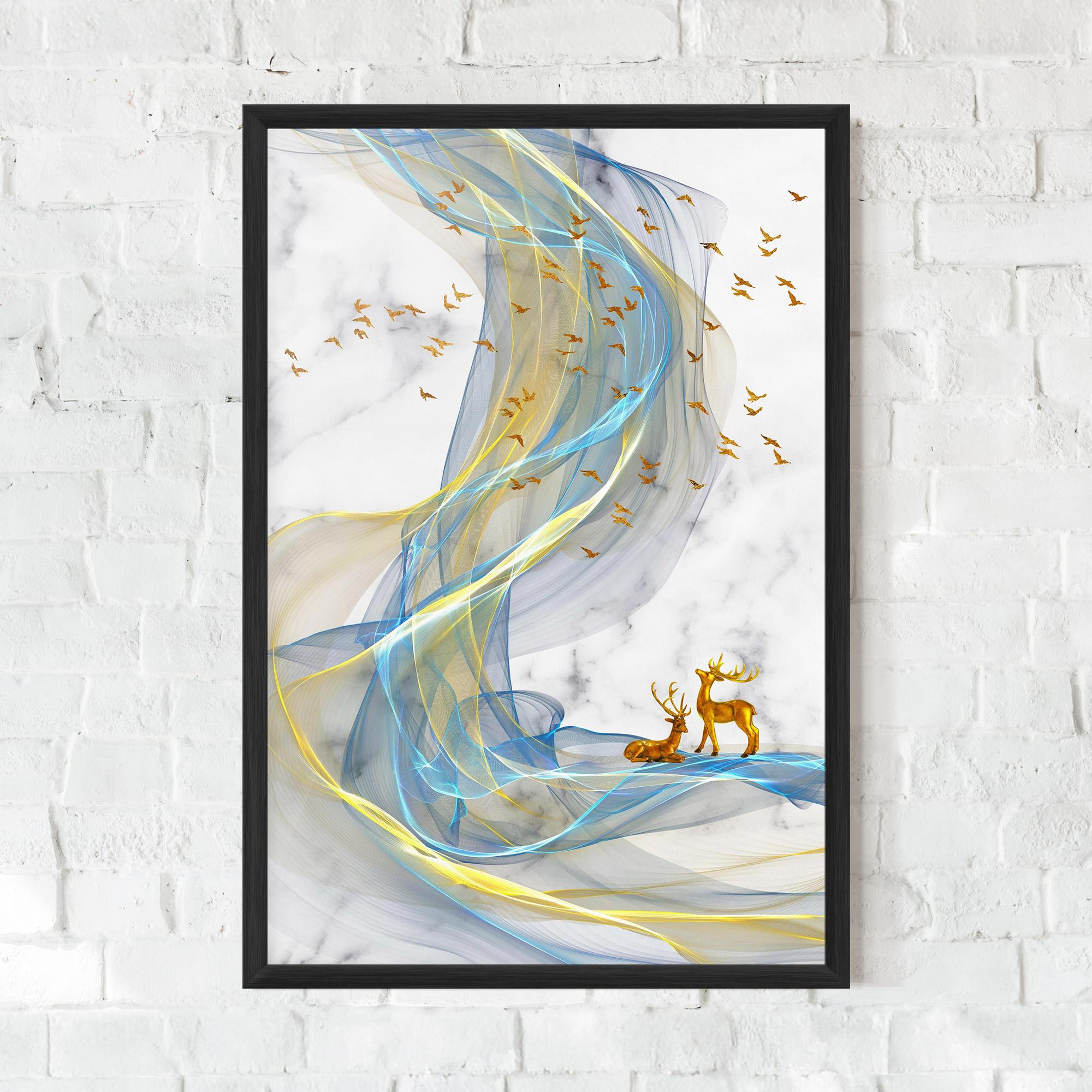 Keretezett Poszter Abstract Golden Landscape 2 mockup 0
