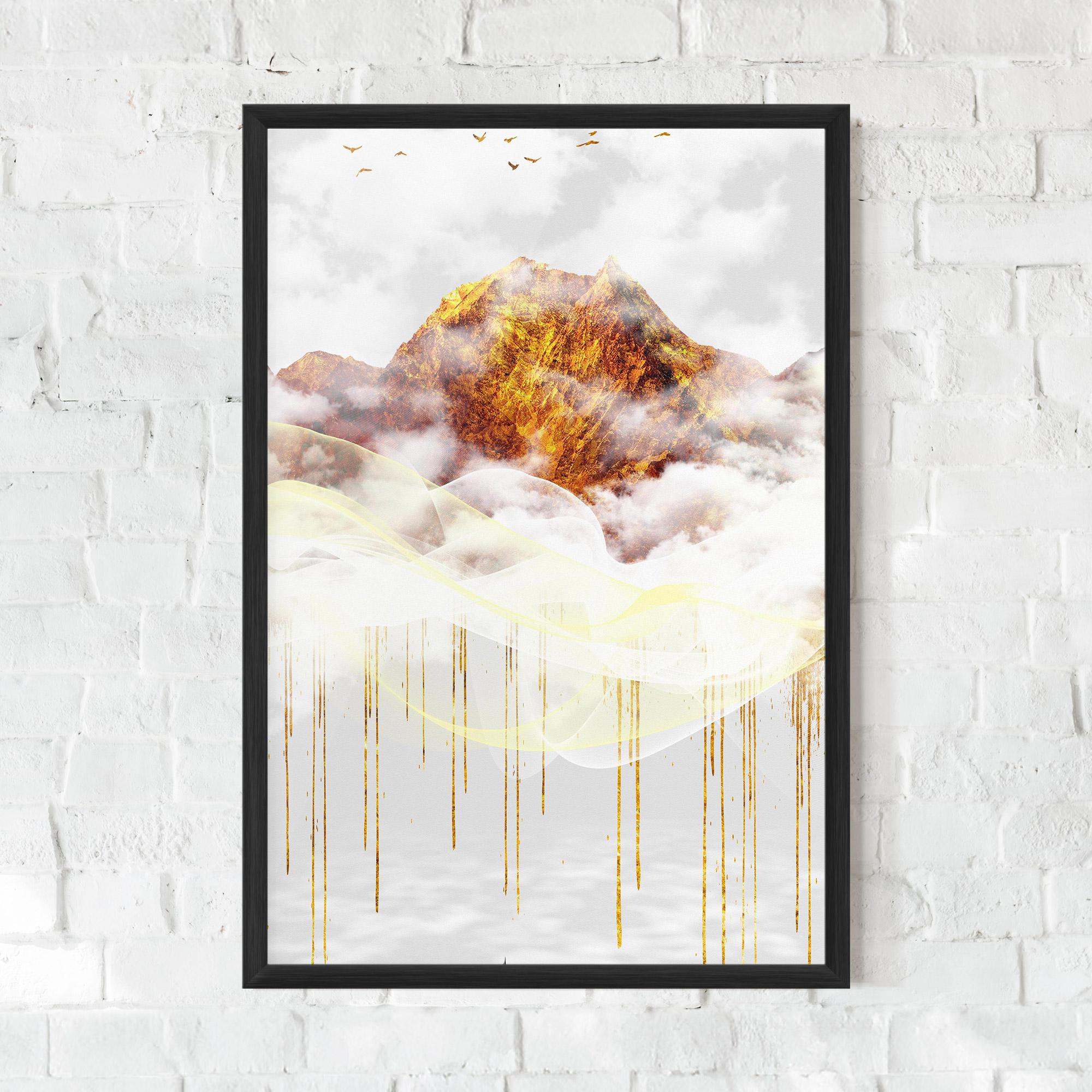 Keretezett Poszter Abstract Golden Landscape 3 mockup 0