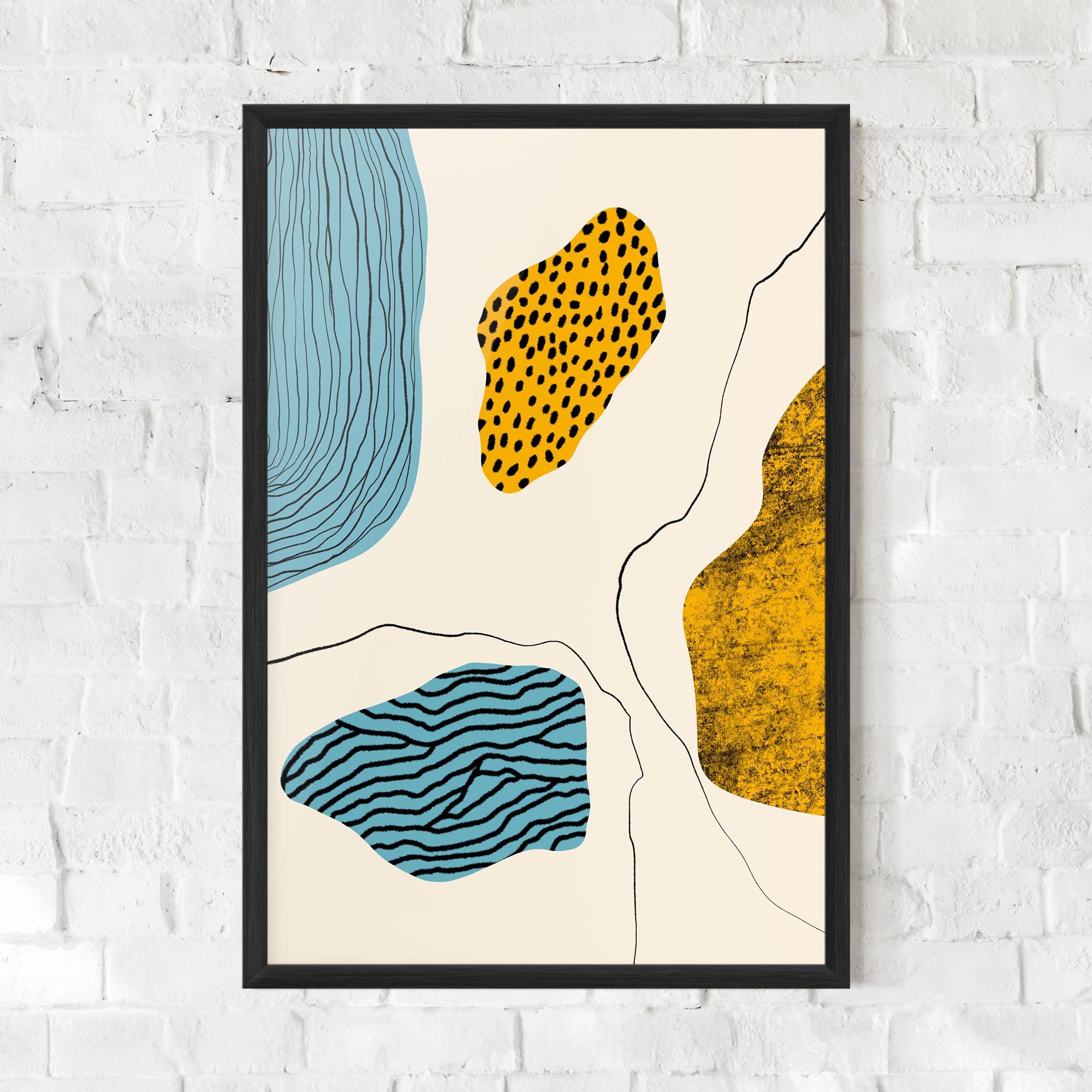 Keretezett Poszter Abstract Lines On Blue mockup 0