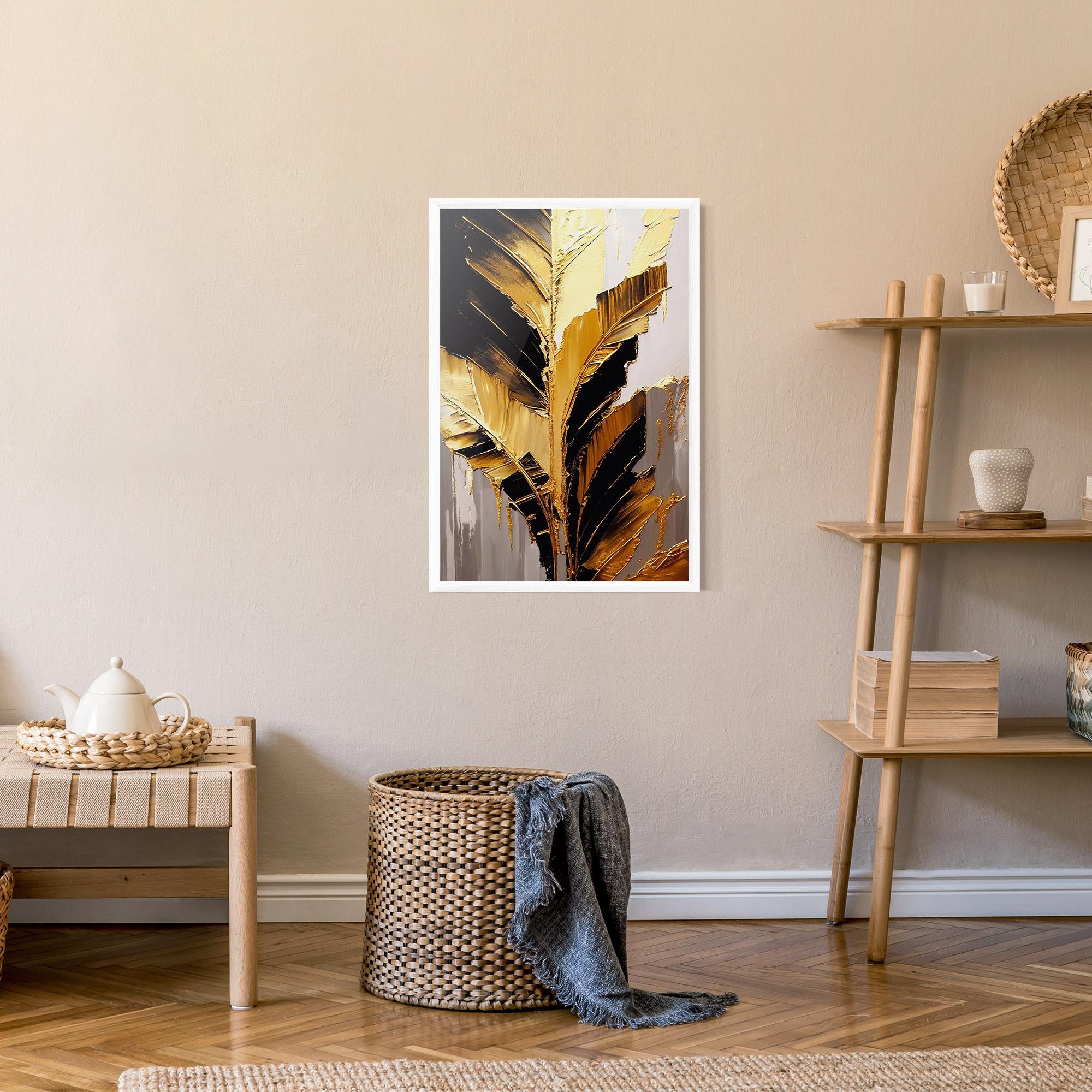 Keretezett Poszter Balck With Gold Leafs mockup 9