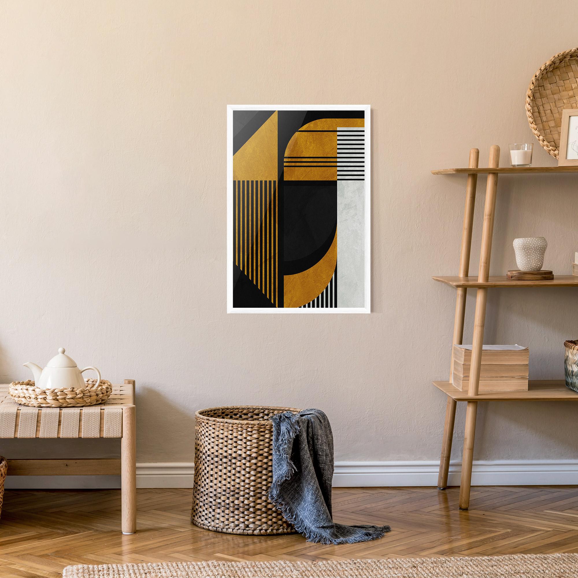 Keretezett Poszter Black Lines On Gold mockup 9