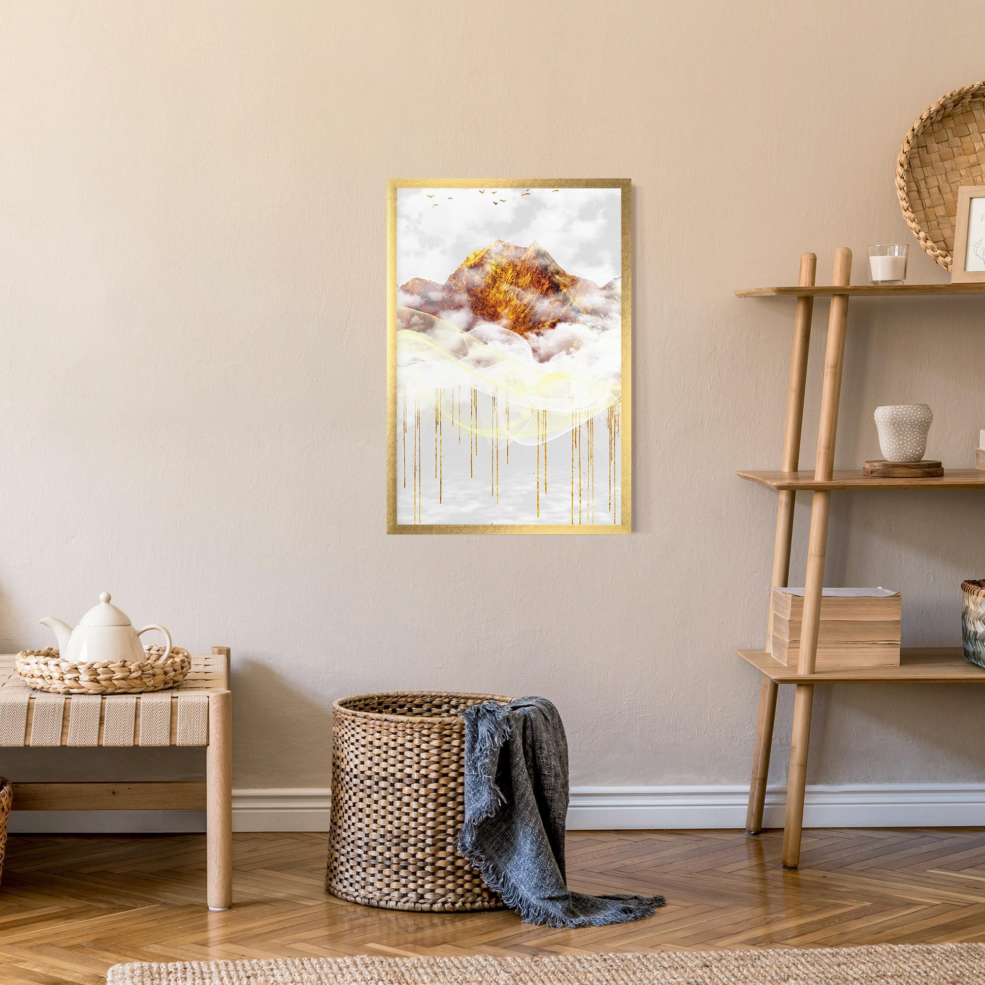 Keretezett Poszter Abstract Golden Landscape 3 mockup 9