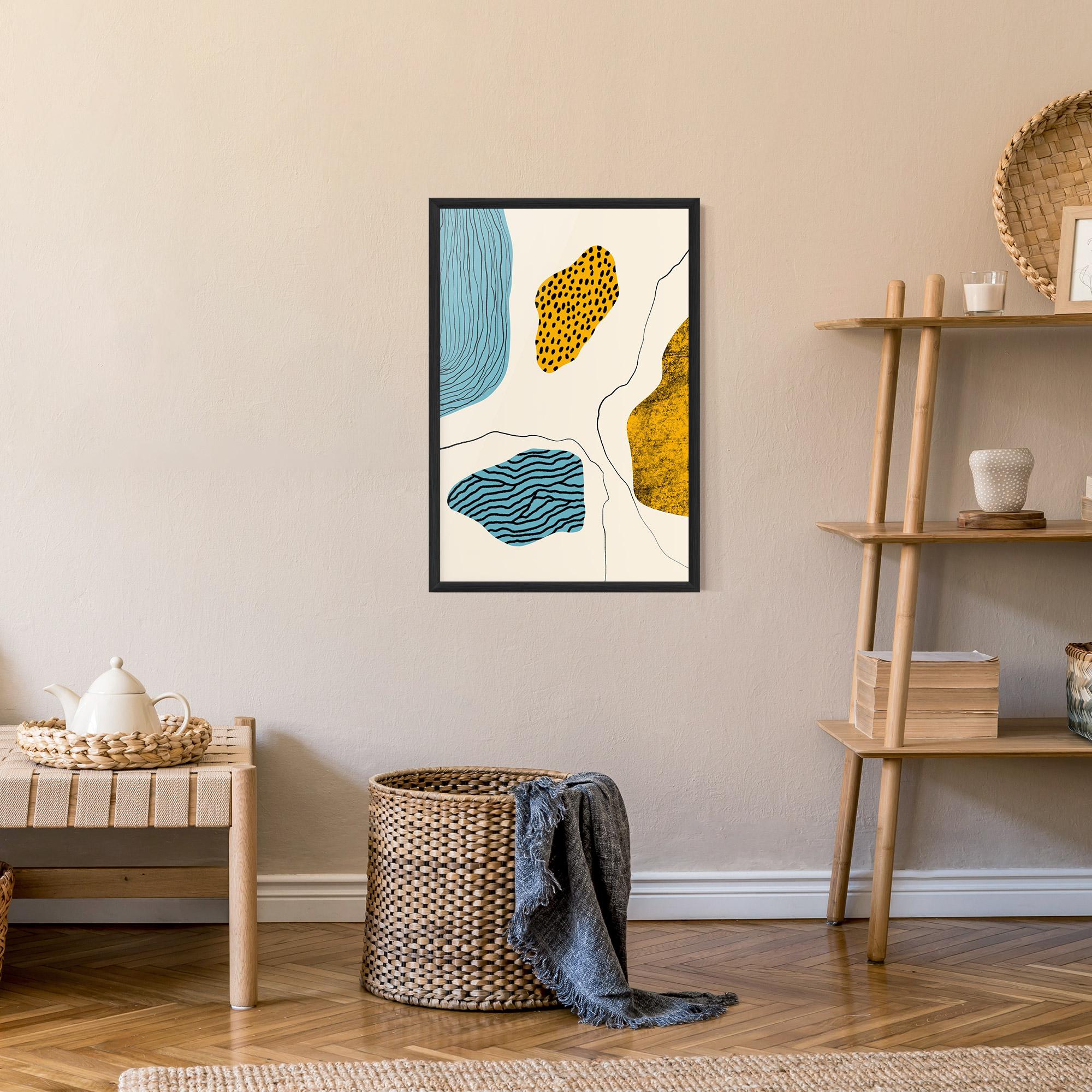 Keretezett Poszter Abstract Lines On Blue mockup 9