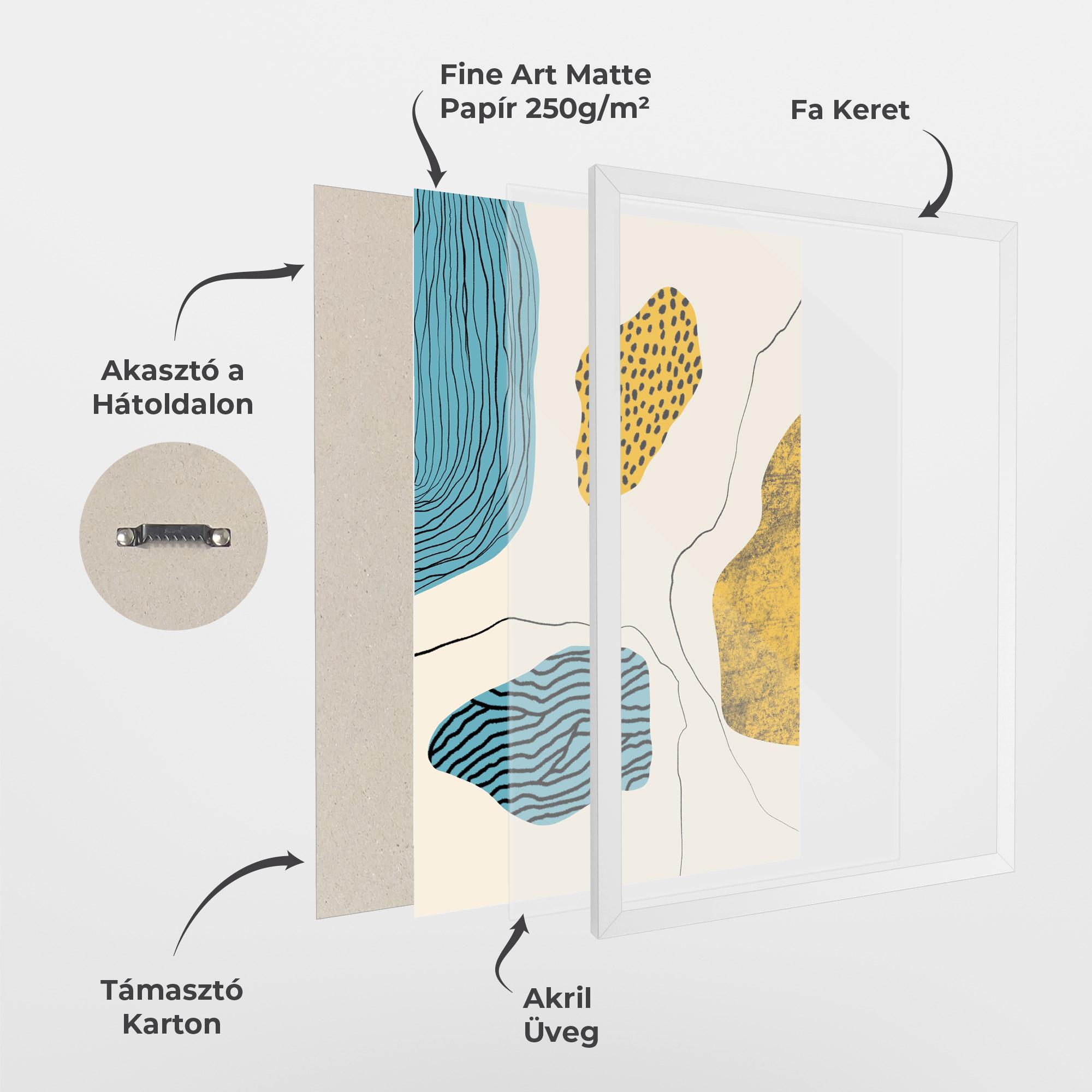 Keretezett Poszter Abstract Lines On Blue mockup 1