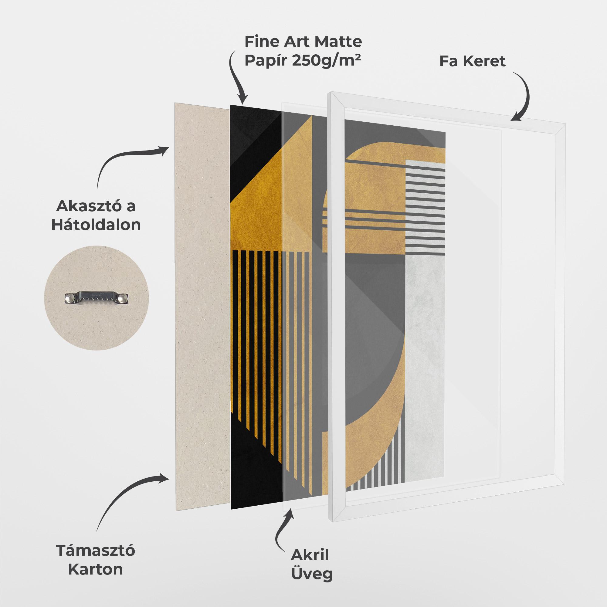 Keretezett Poszter Black Lines On Gold mockup 1