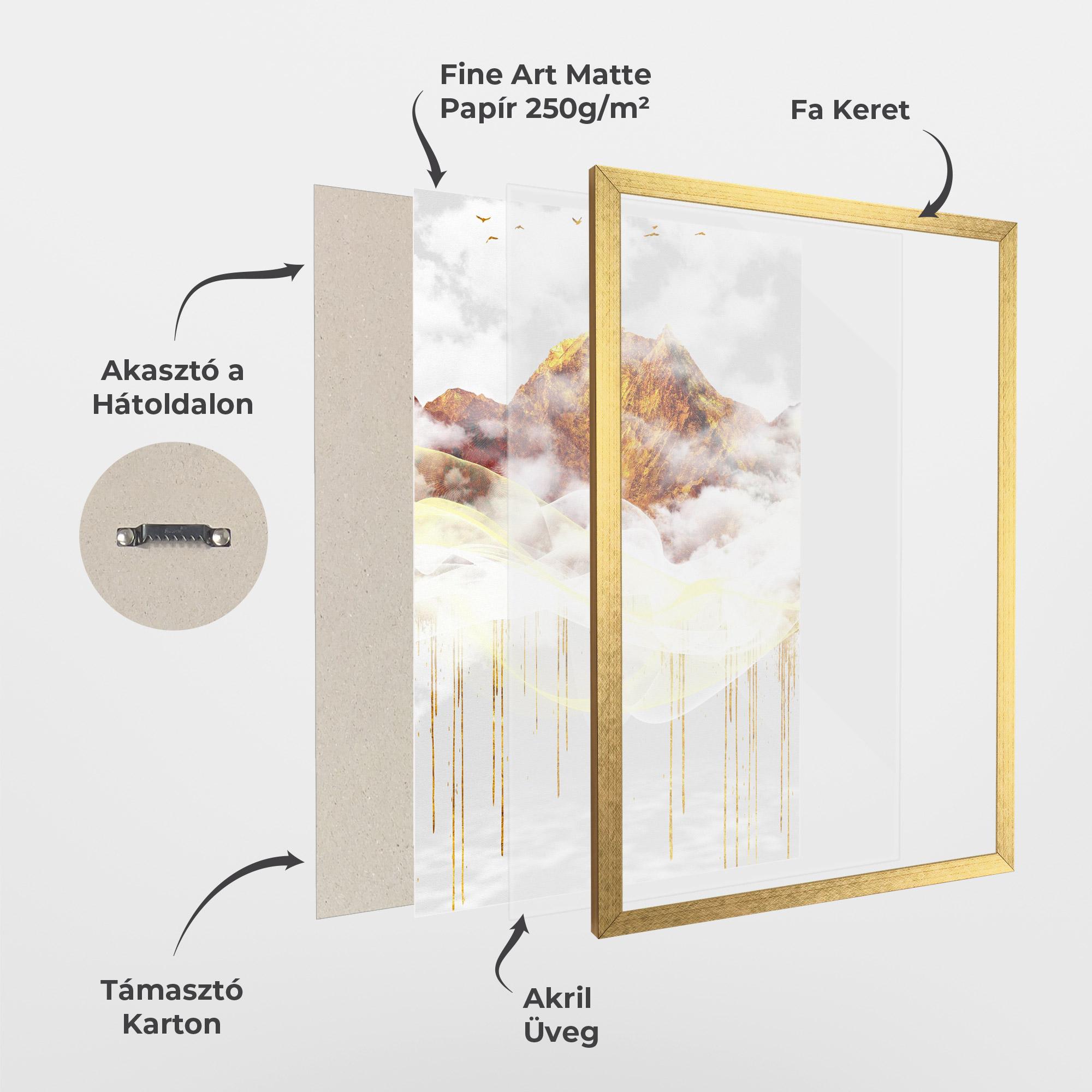 Keretezett Poszter Abstract Golden Landscape 3 mockup 1