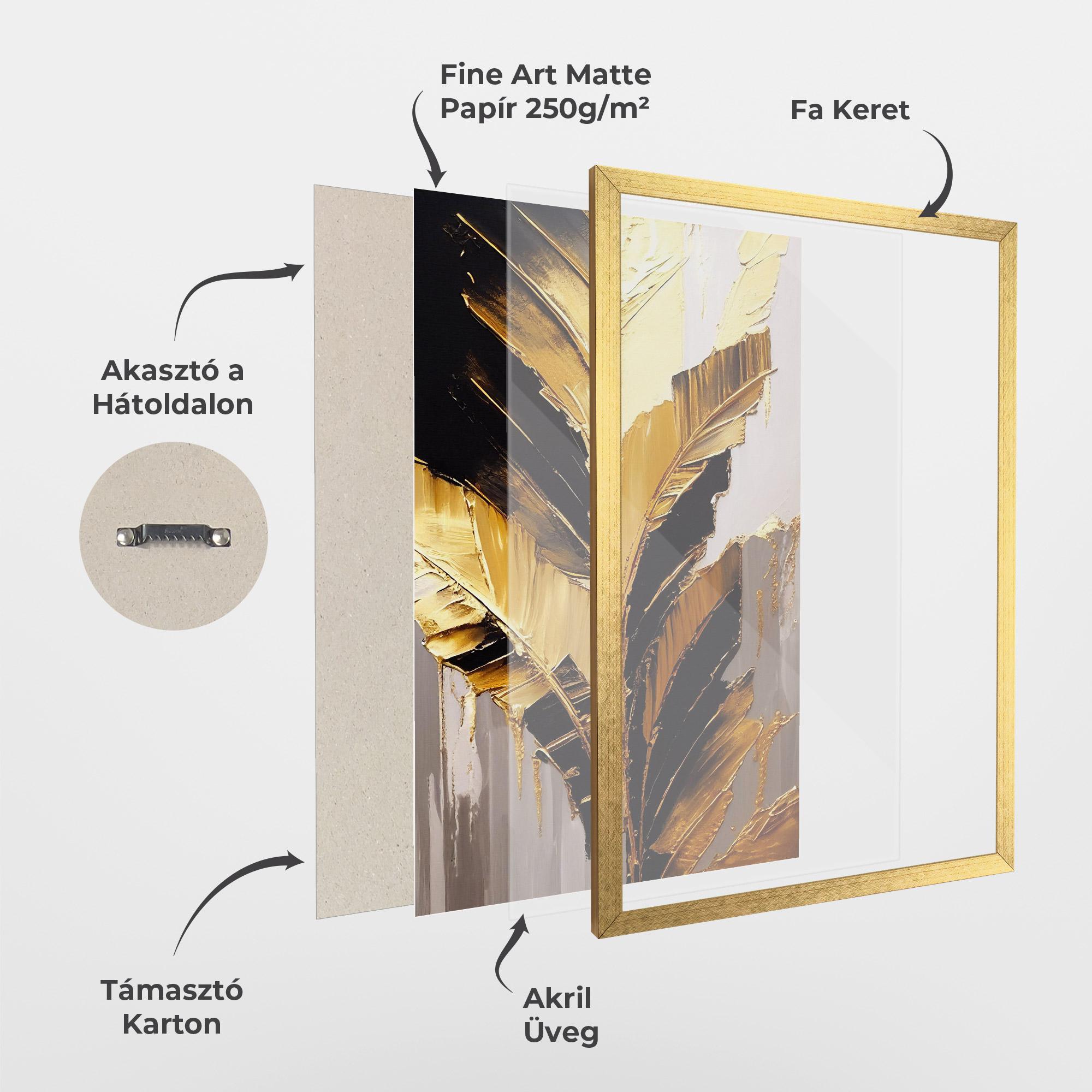 Keretezett Poszter Balck With Gold Leafs mockup 1