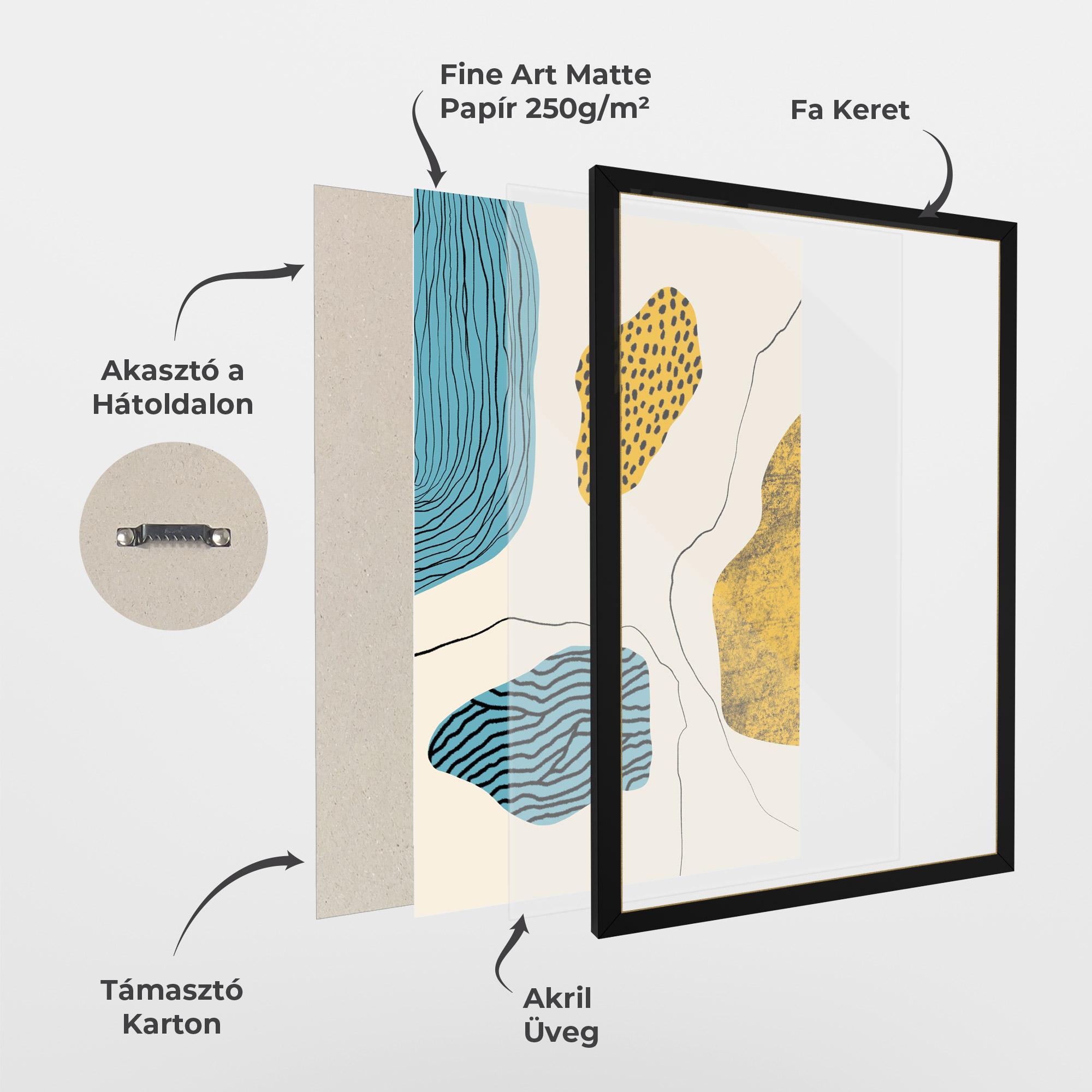 Keretezett Poszter Abstract Lines On Blue mockup 1