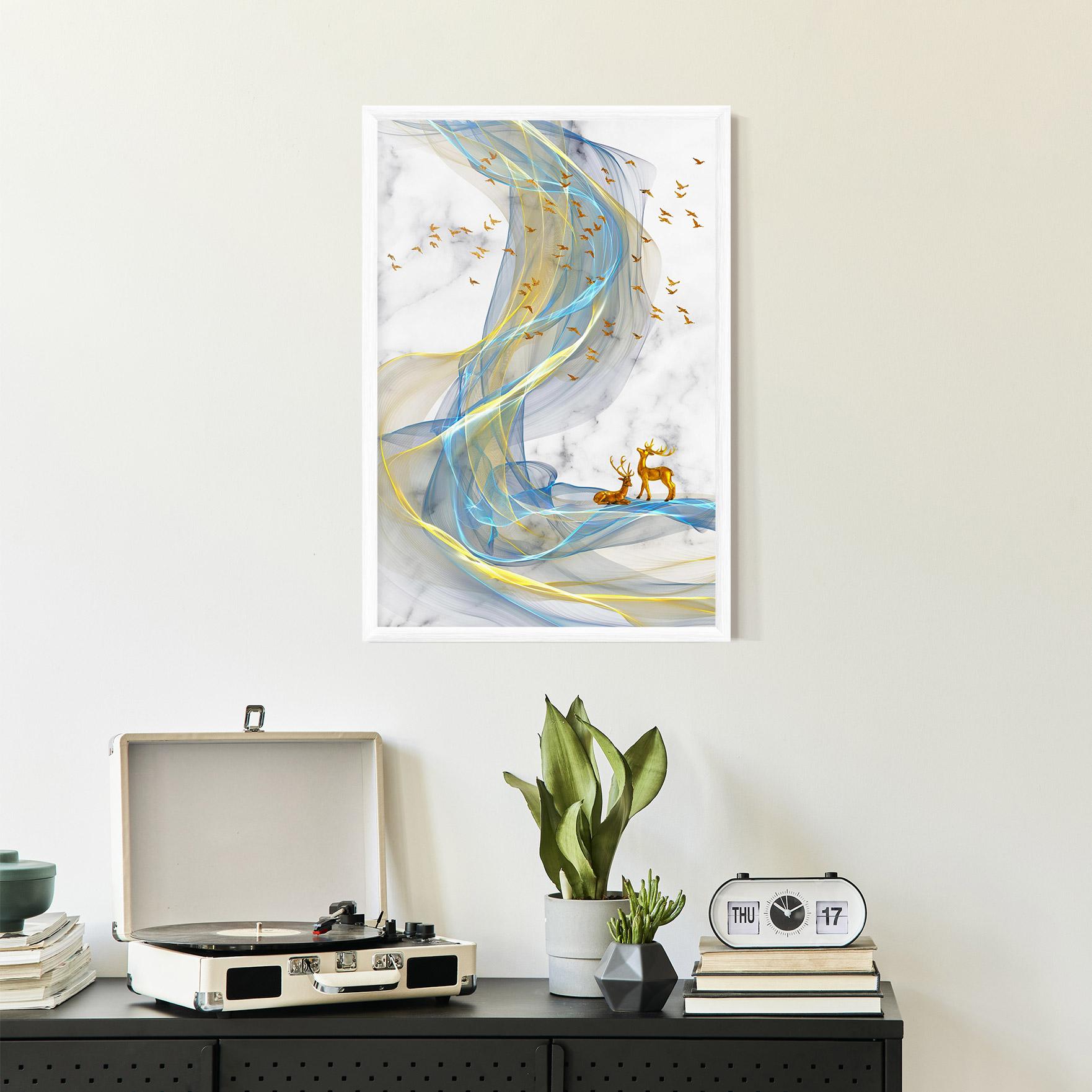 Keretezett Poszter Abstract Golden Landscape 2 mockup 2